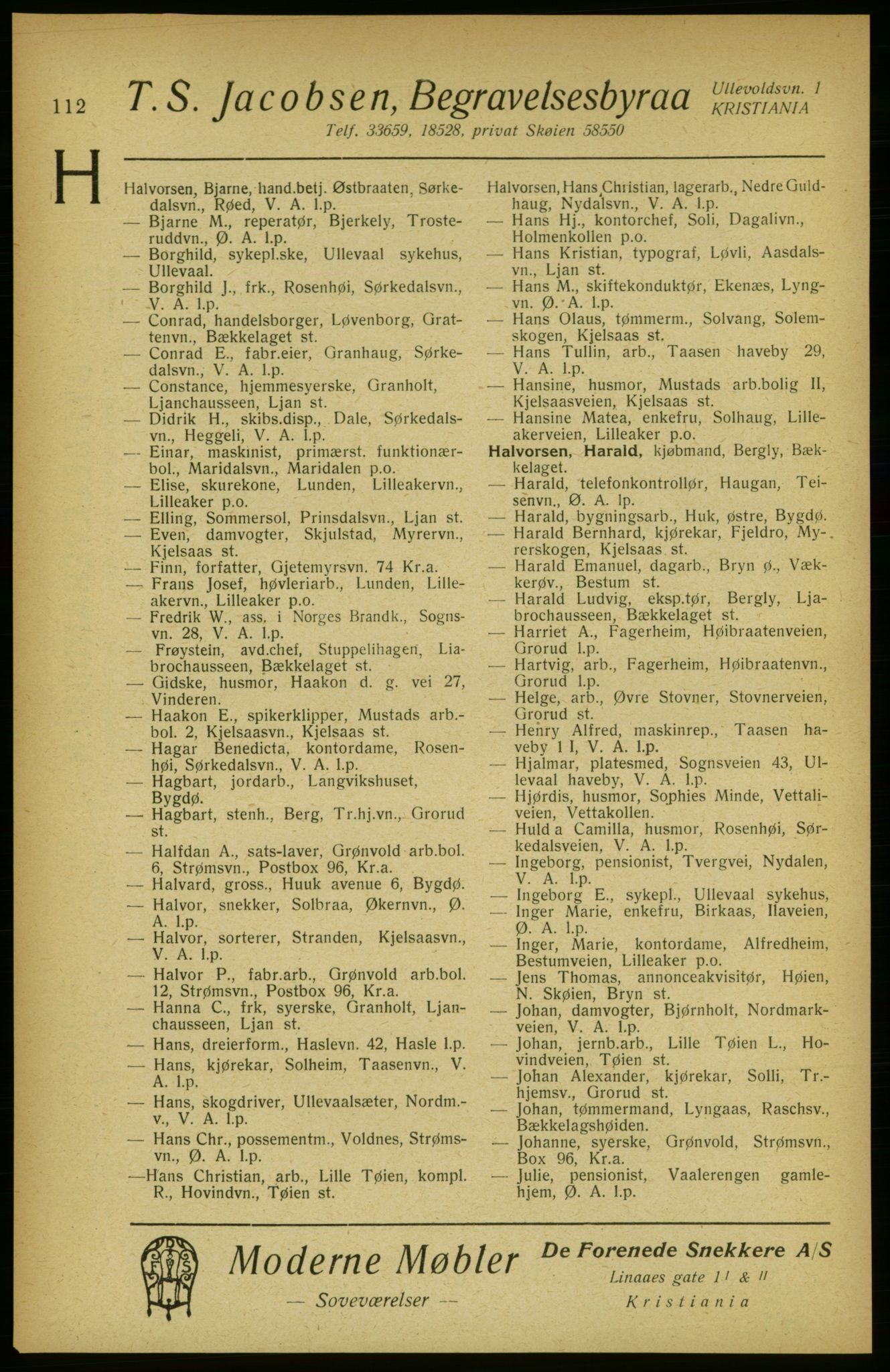 Aker adressebok/adressekalender, PUBL/001/A/002: Akers adressekalender, 1922, s. 112