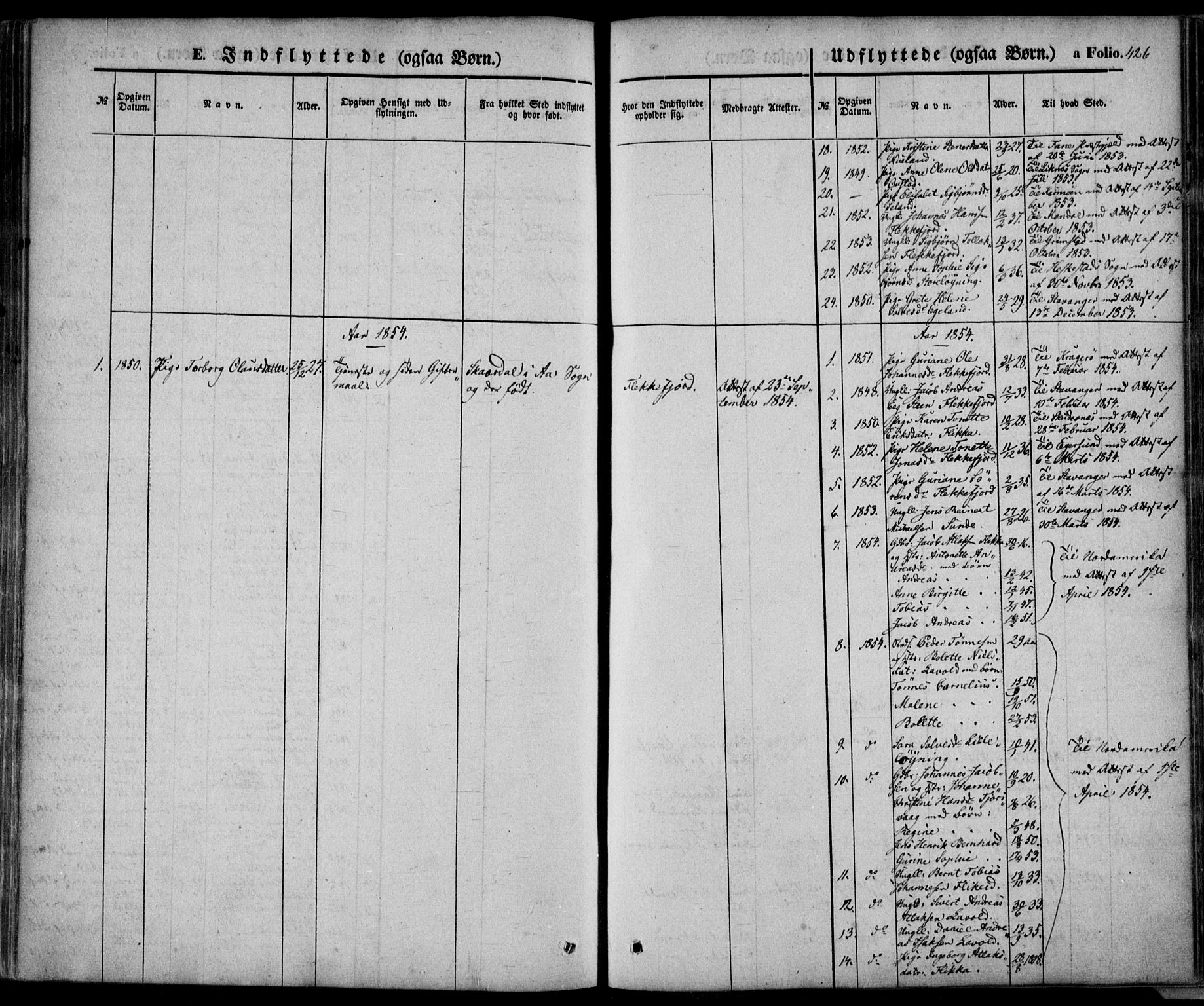 Flekkefjord sokneprestkontor, SAK/1111-0012/F/Fa/Fac/L0005: Ministerialbok nr. A 5, 1849-1875, s. 426