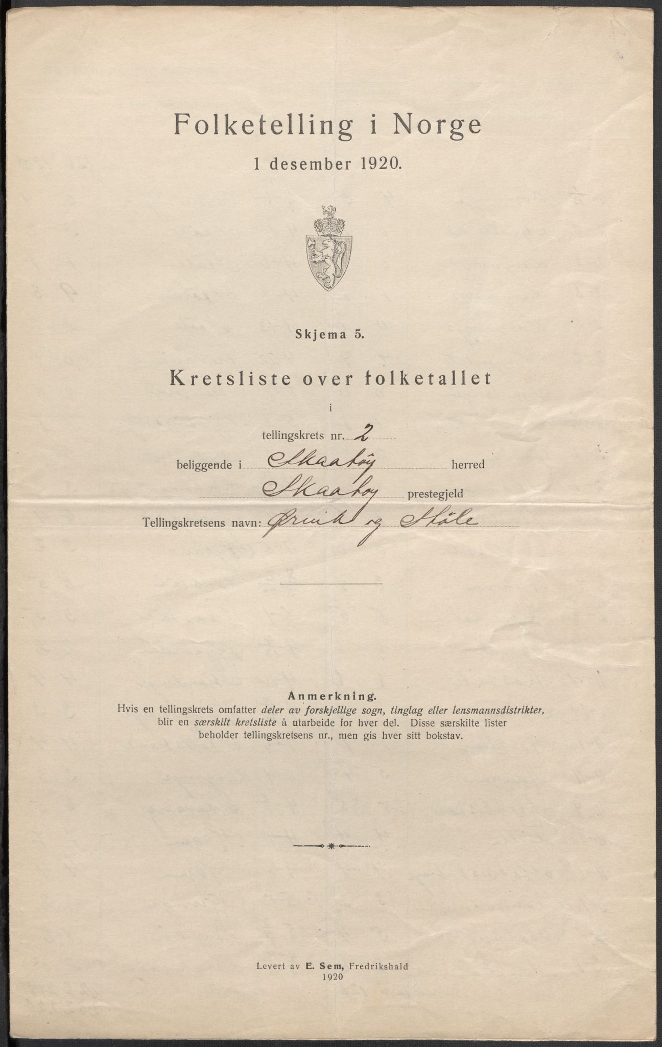 SAKO, Folketelling 1920 for 0815 Skåtøy herred, 1920, s. 8