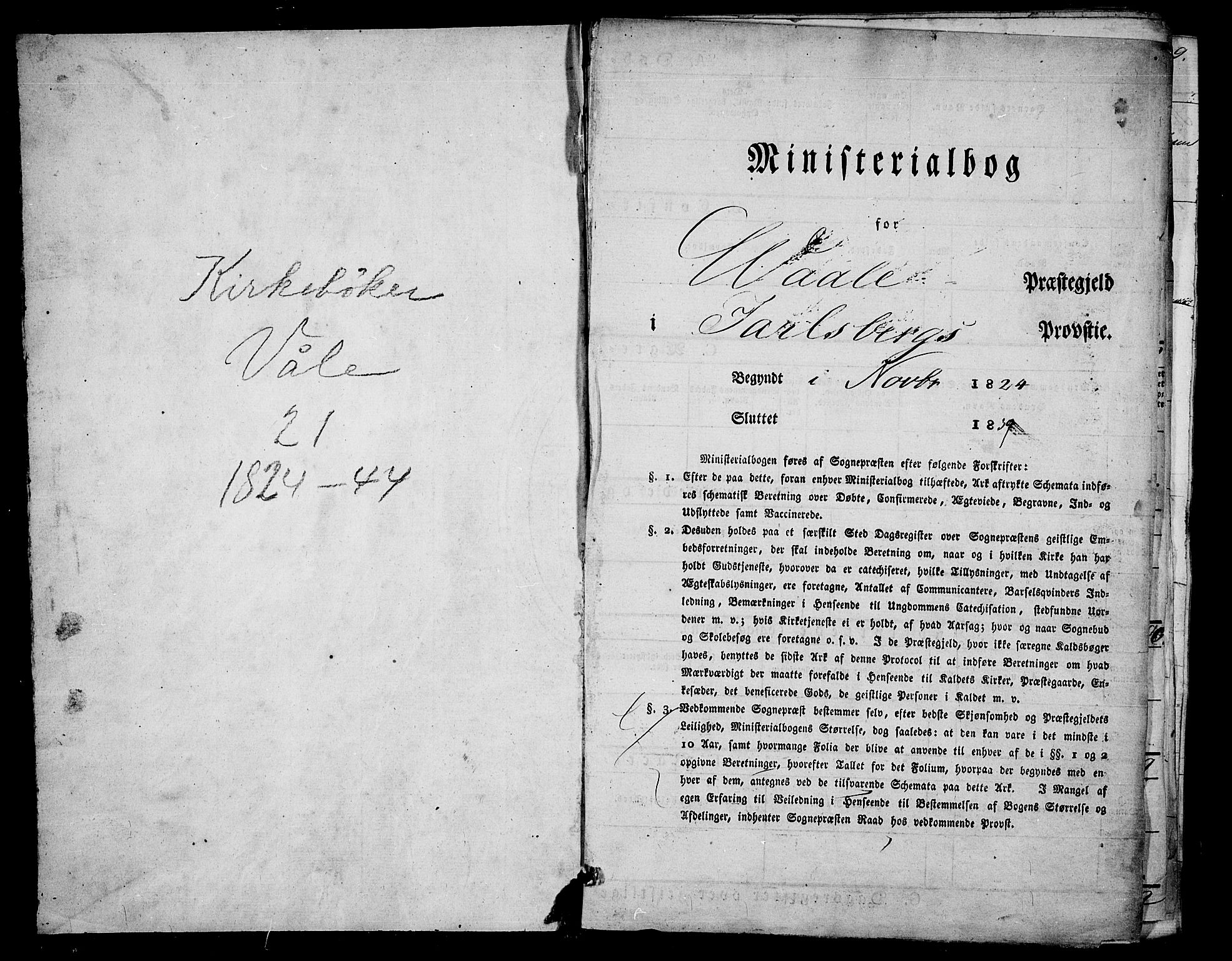 Våle kirkebøker, SAKO/A-334/F/Fa/L0008: Ministerialbok nr. I 8, 1824-1844