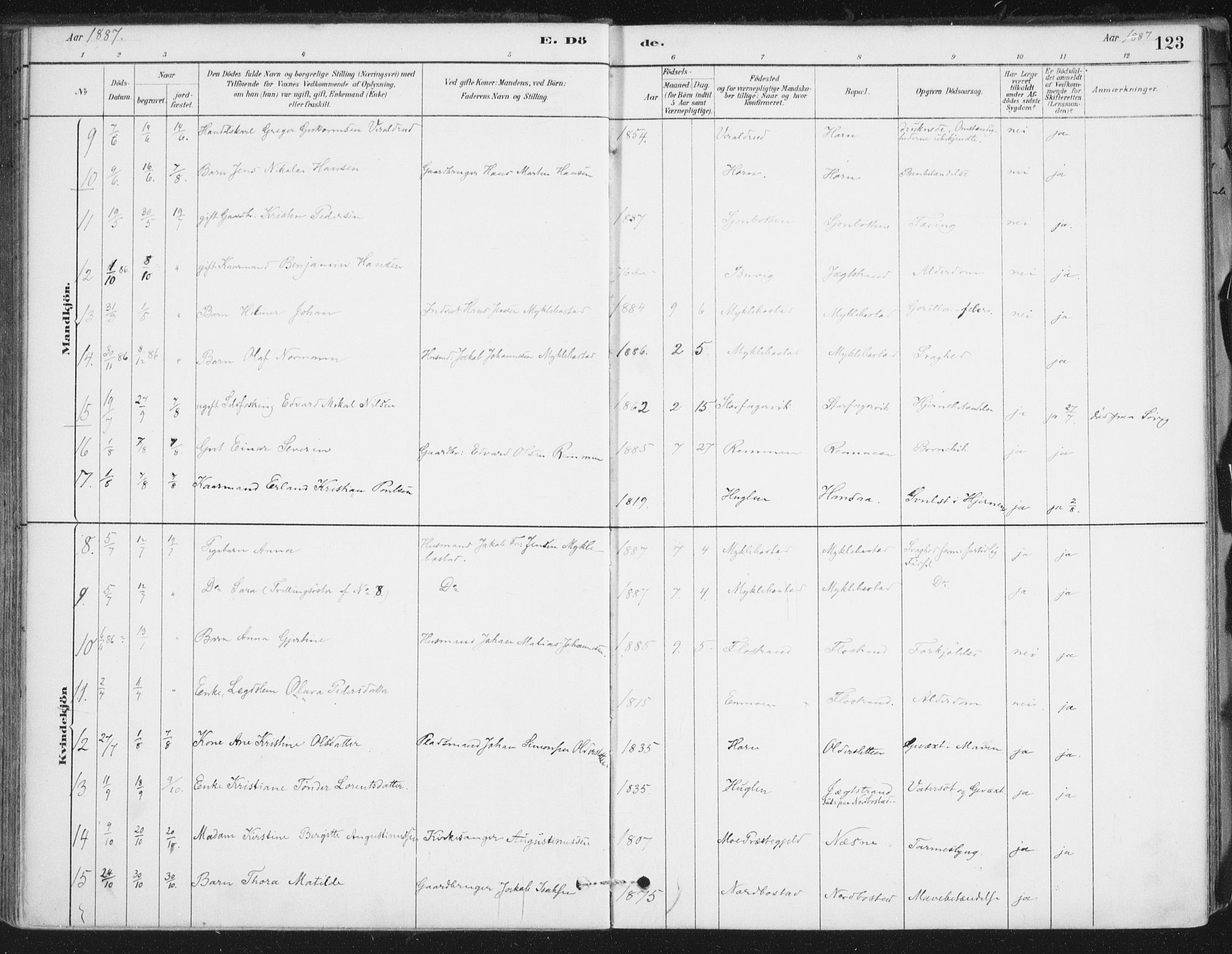 Ministerialprotokoller, klokkerbøker og fødselsregistre - Nordland, SAT/A-1459/838/L0553: Ministerialbok nr. 838A11, 1880-1910, s. 123