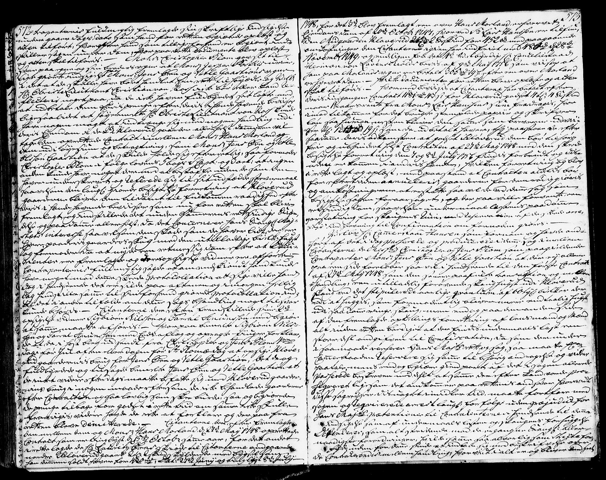 Vest-Telemark sorenskriveri, SAKO/A-134/F/Fa/L0031: Tingbok, 1752-1756, s. 572-573