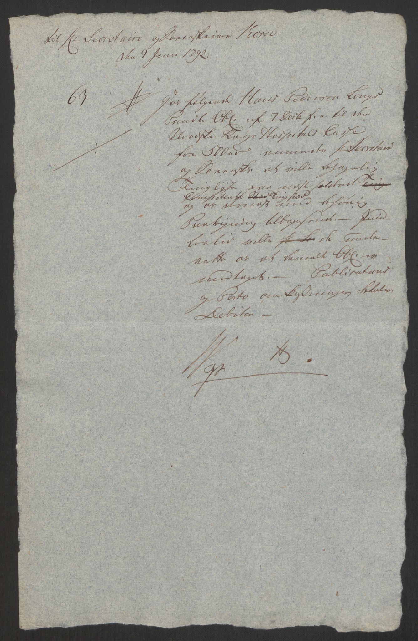 Forsvaret, Den norske kvesthuskasse/krigshospitalkasse, AV/RA-RAFA-1887/F/Fa/L0008: Konsepter, 1790-1793, s. 846