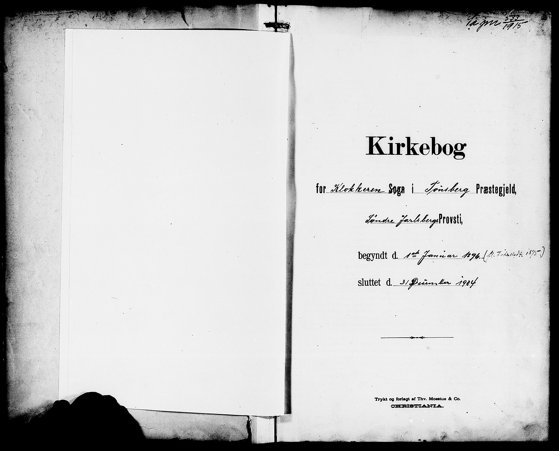 Tønsberg kirkebøker, SAKO/A-330/G/Ga/L0007: Klokkerbok nr. 7, 1896-1904