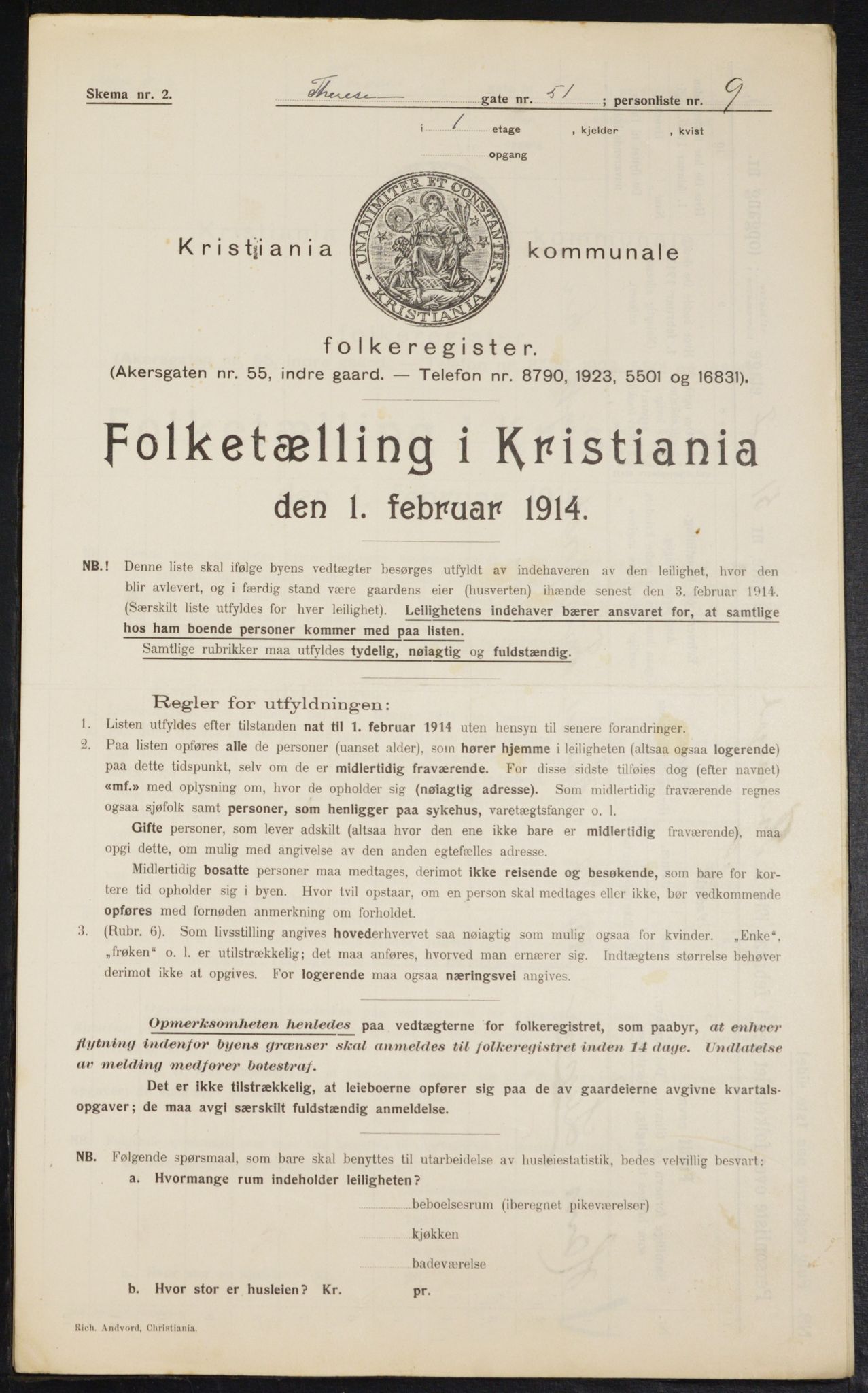 OBA, Kommunal folketelling 1.2.1914 for Kristiania, 1914, s. 109672