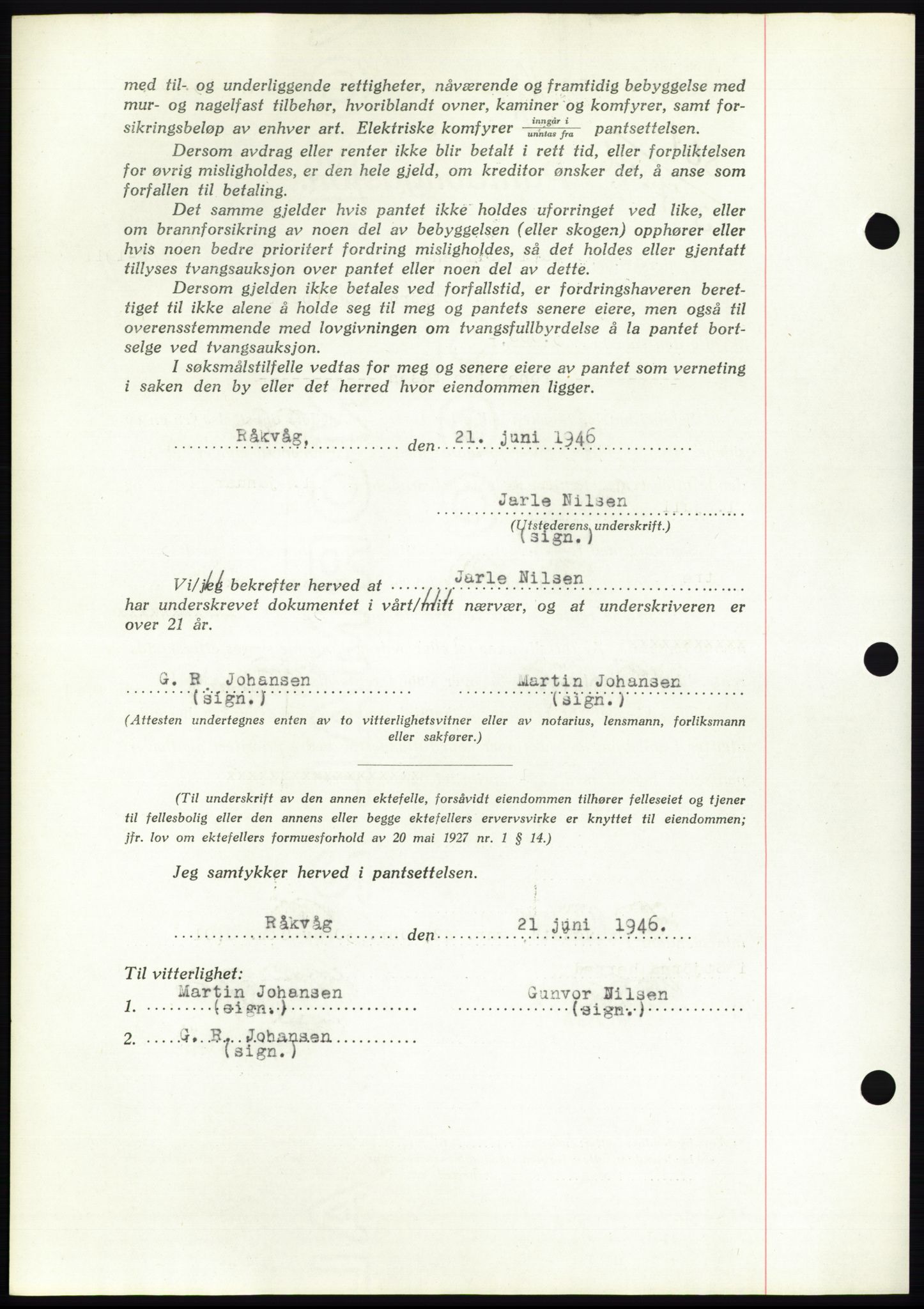 Fosen sorenskriveri, AV/SAT-A-1107/1/2/2C: Pantebok nr. B, 1946-1948, Dagboknr: 801/1946