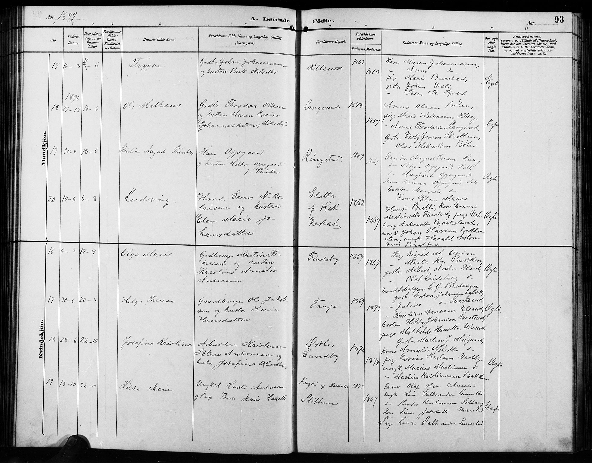 Enebakk prestekontor Kirkebøker, AV/SAO-A-10171c/G/Ga/L0006: Klokkerbok nr. I 6, 1889-1911, s. 93