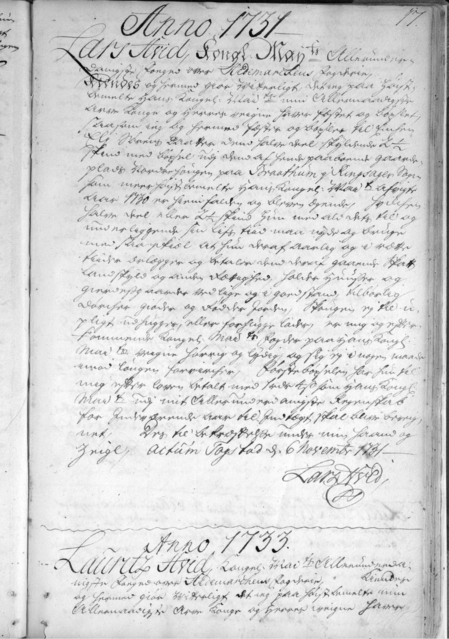 Hedemarken fogderi, AV/SAH-FOGDH-001/F/Fb/Fba/L0001: Bygselprotokoll, 1711-1797, s. 17a