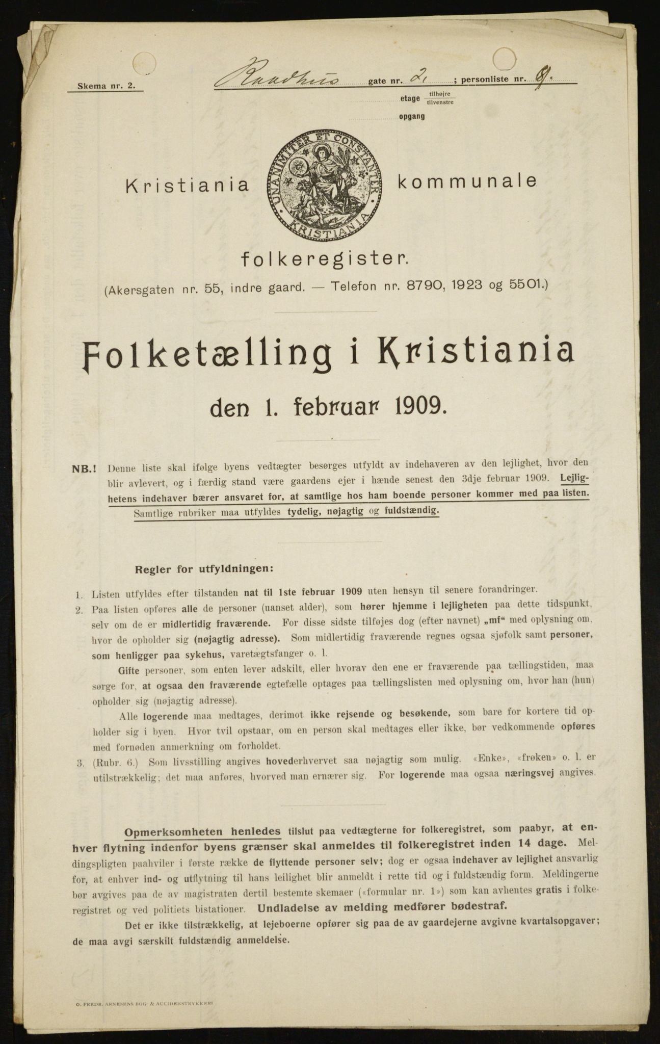 OBA, Kommunal folketelling 1.2.1909 for Kristiania kjøpstad, 1909, s. 78261