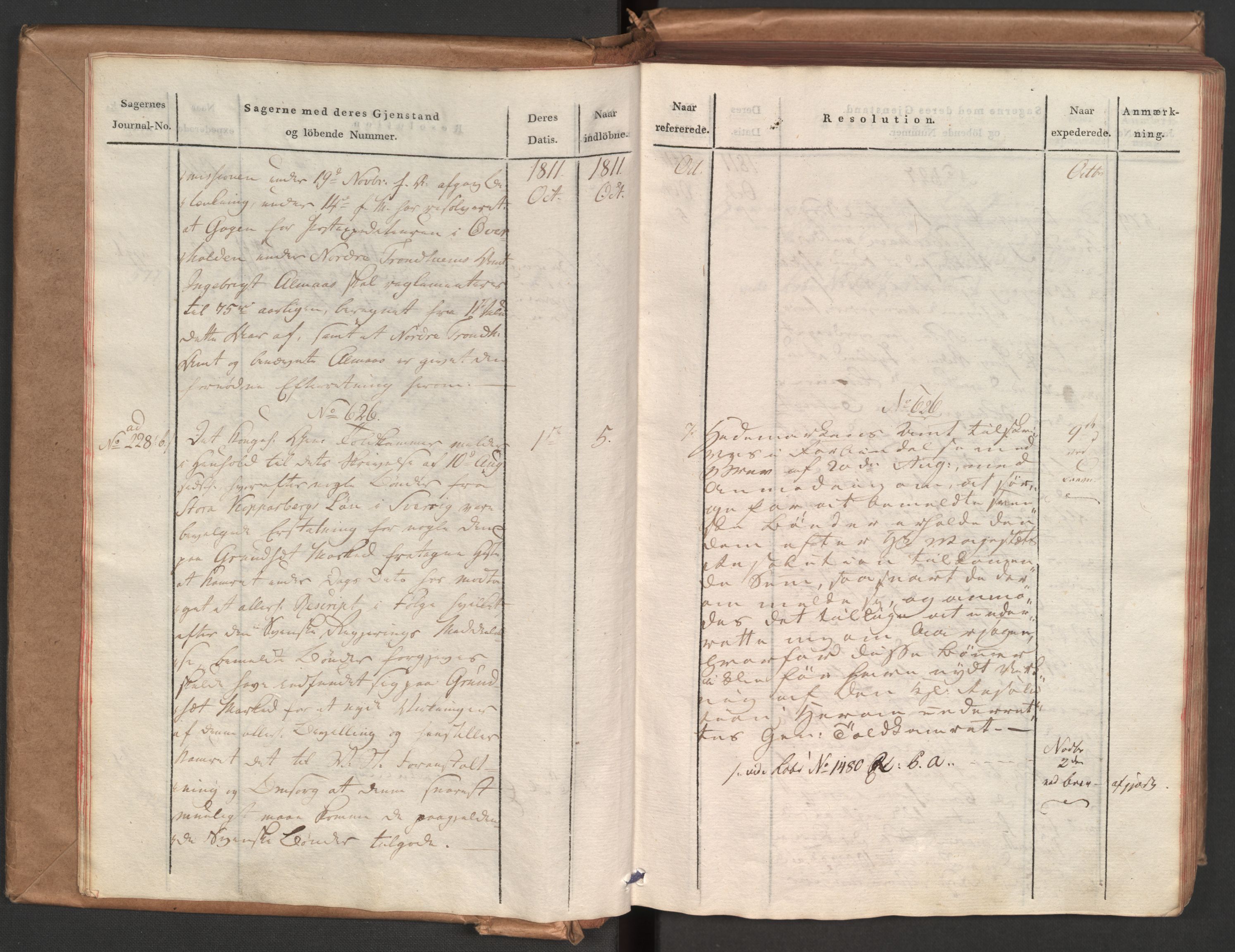 Stattholderembetet 1810-1814, 1. kontor (Kontor A), AV/RA-EA-2872/Aa/L0002: Kollegial referatprotokoll,  j.nr. 565-994,  l.nr. 611-1128, 1811-1812, s. 10
