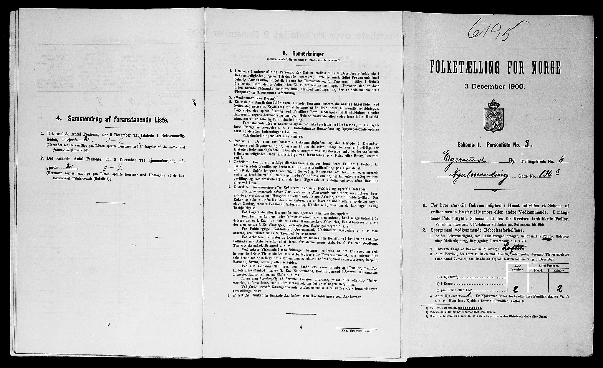 SAST, Folketelling 1900 for 1101 Egersund ladested, 1900, s. 734