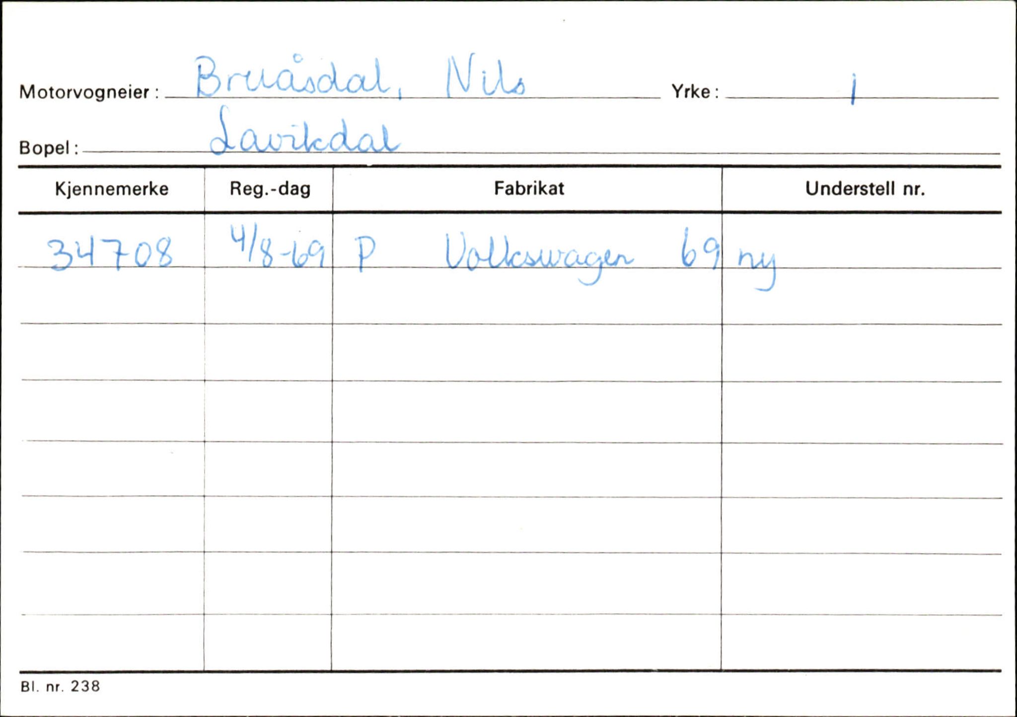 Statens vegvesen, Sogn og Fjordane vegkontor, SAB/A-5301/4/F/L0130: Eigarregister Eid T-Å. Høyanger A-O, 1945-1975, s. 799