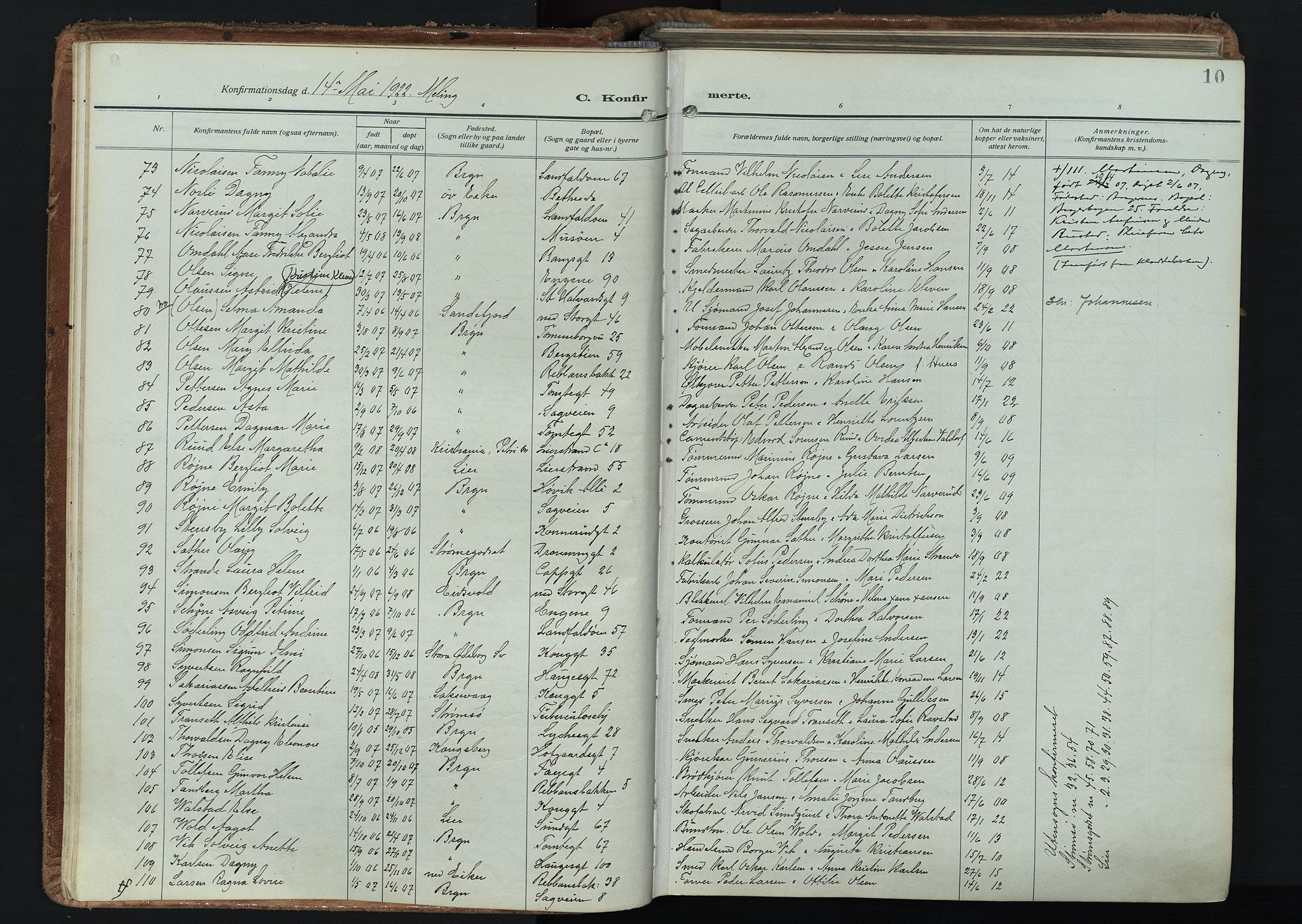 Bragernes kirkebøker, AV/SAKO-A-6/F/Fc/L0009: Ministerialbok nr. III 9, 1921-1939, s. 10
