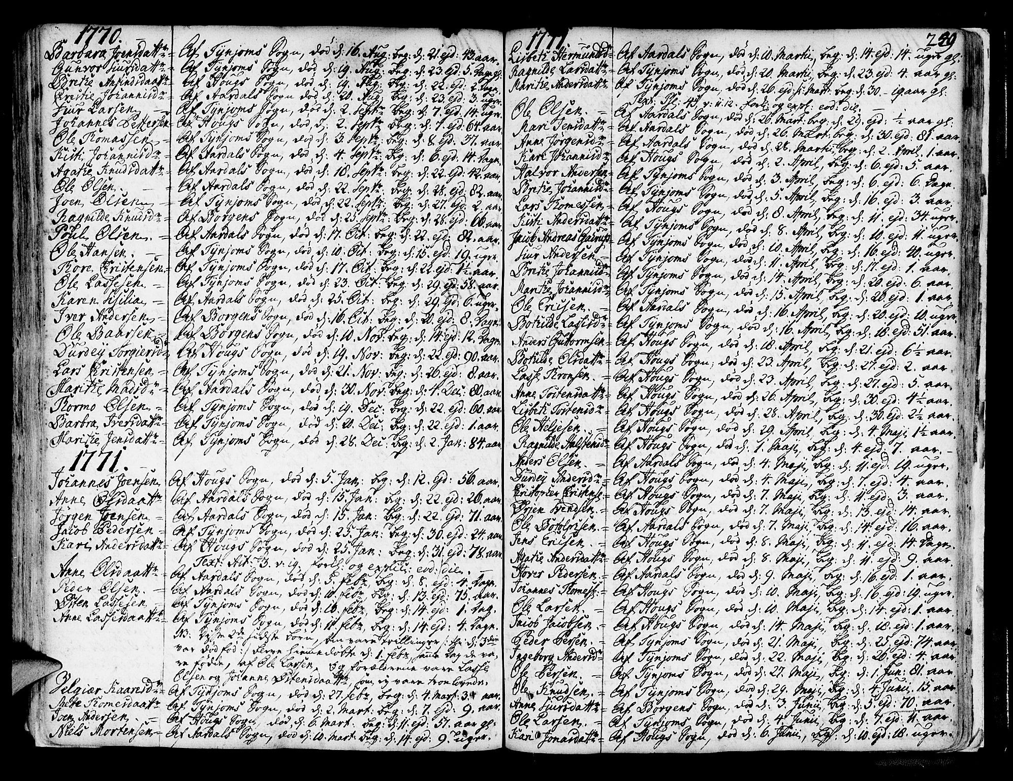Lærdal sokneprestembete, SAB/A-81201: Ministerialbok nr. A 2, 1752-1782, s. 249