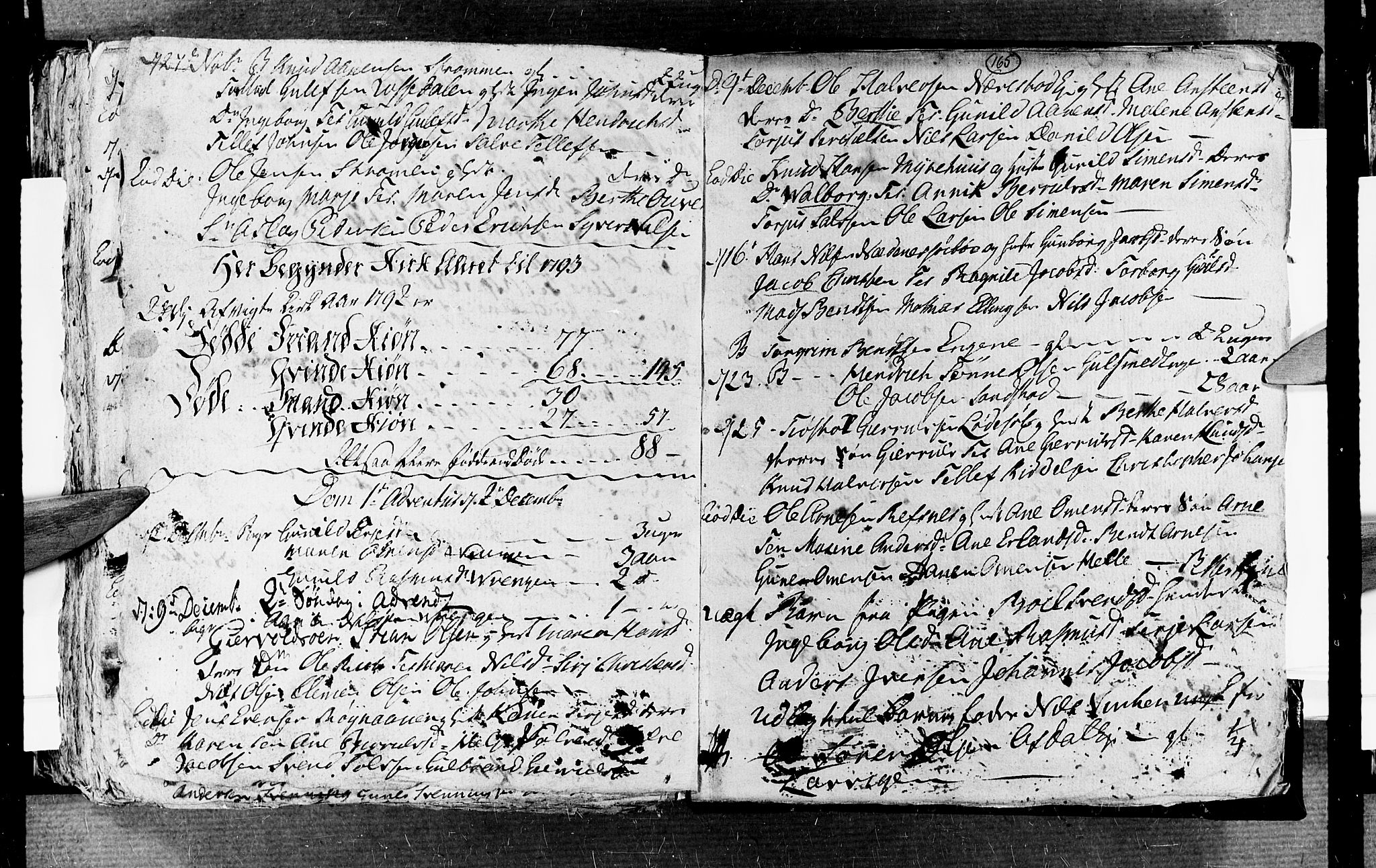 Øyestad sokneprestkontor, SAK/1111-0049/F/Fb/L0001: Klokkerbok nr. B 1, 1780-1794, s. 165
