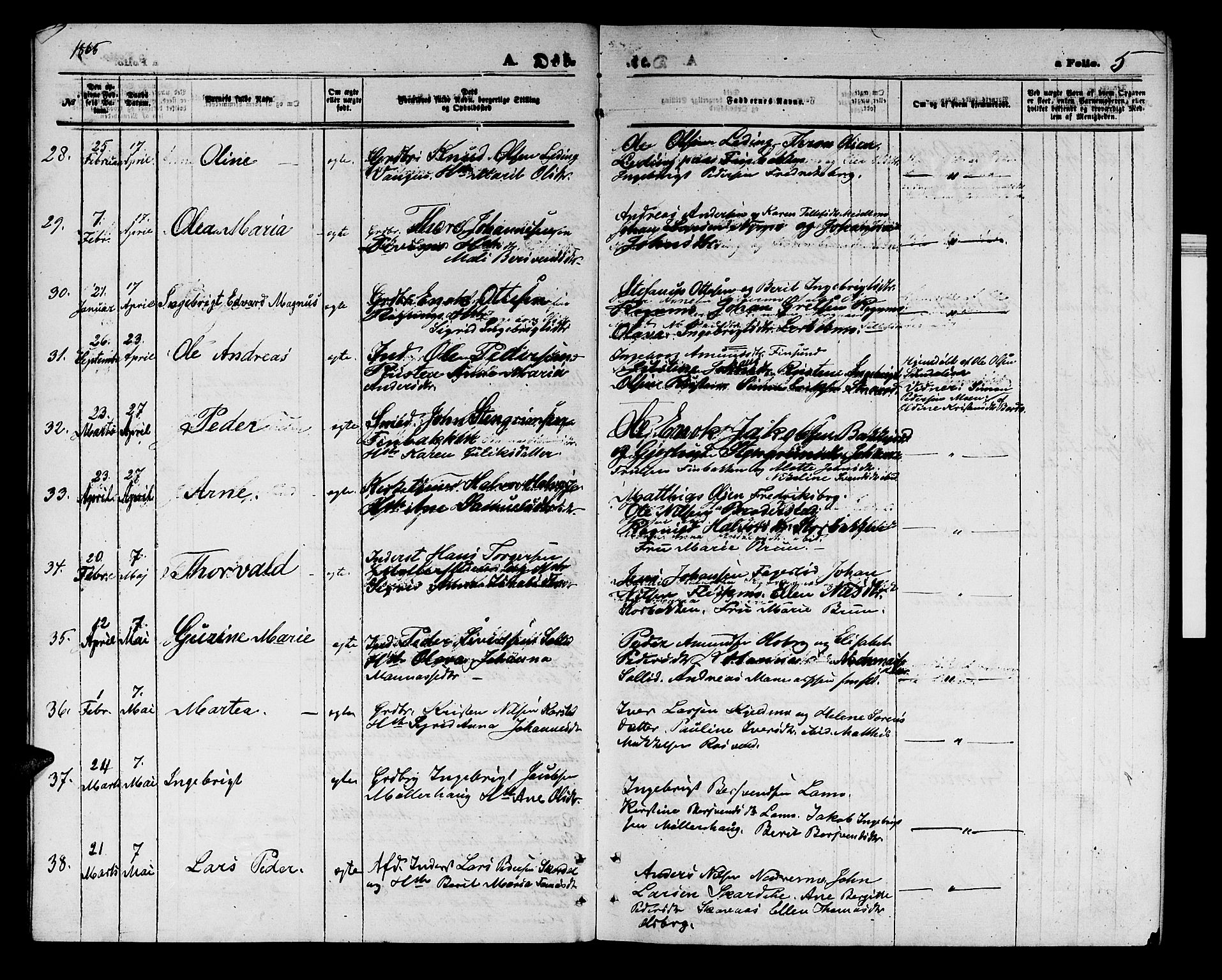 Målselv sokneprestembete, AV/SATØ-S-1311/G/Ga/Gab/L0002klokker: Klokkerbok nr. 2, 1865-1873, s. 5