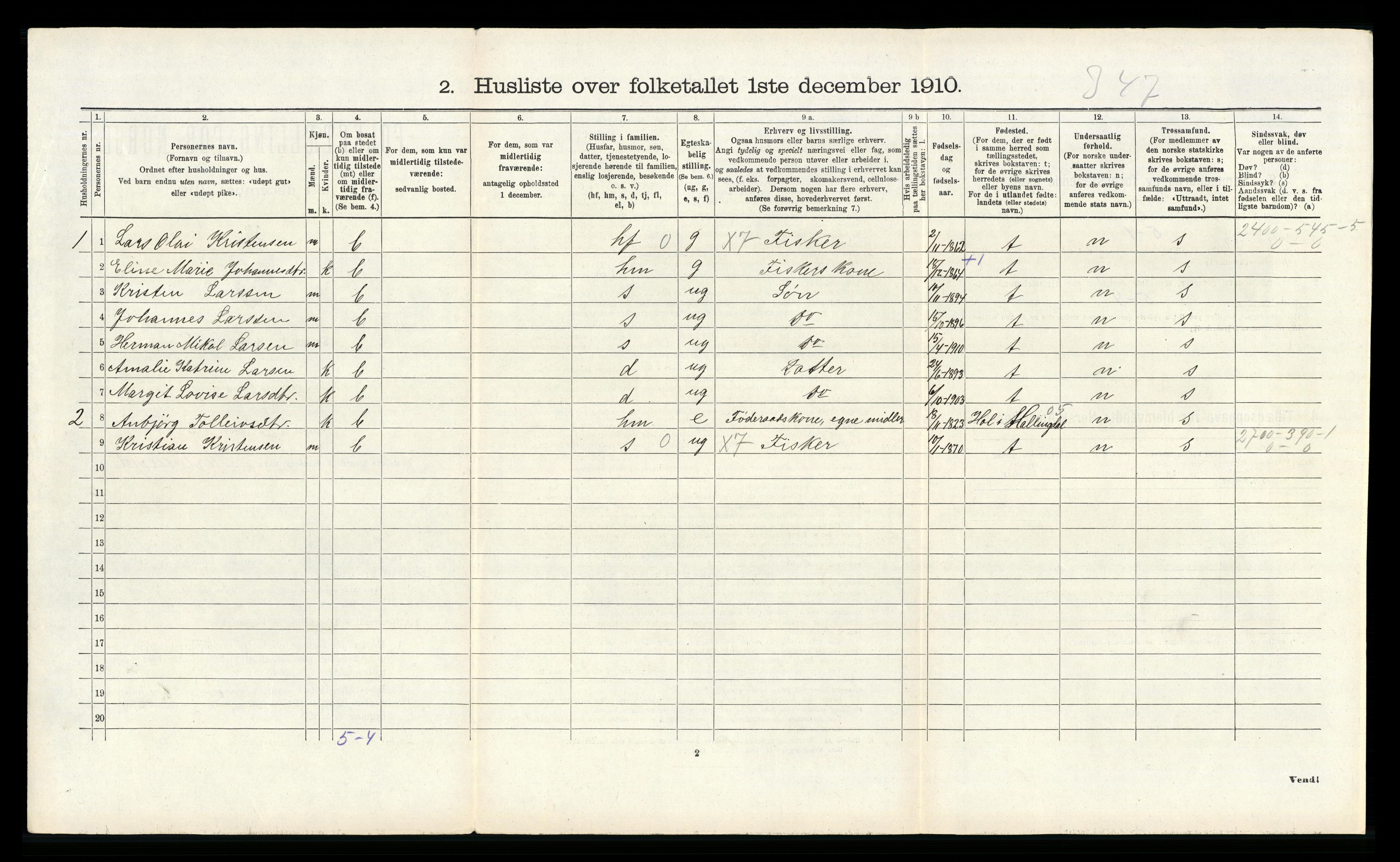 RA, Folketelling 1910 for 1258 Herdla herred, 1910, s. 351