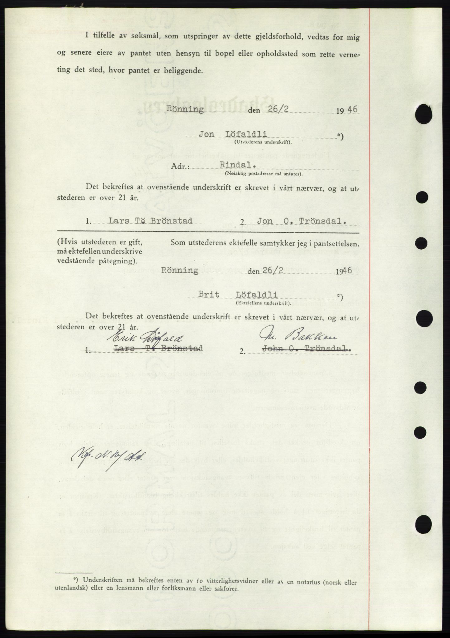 Nordmøre sorenskriveri, AV/SAT-A-4132/1/2/2Ca: Pantebok nr. B93b, 1946-1946, Dagboknr: 540/1946