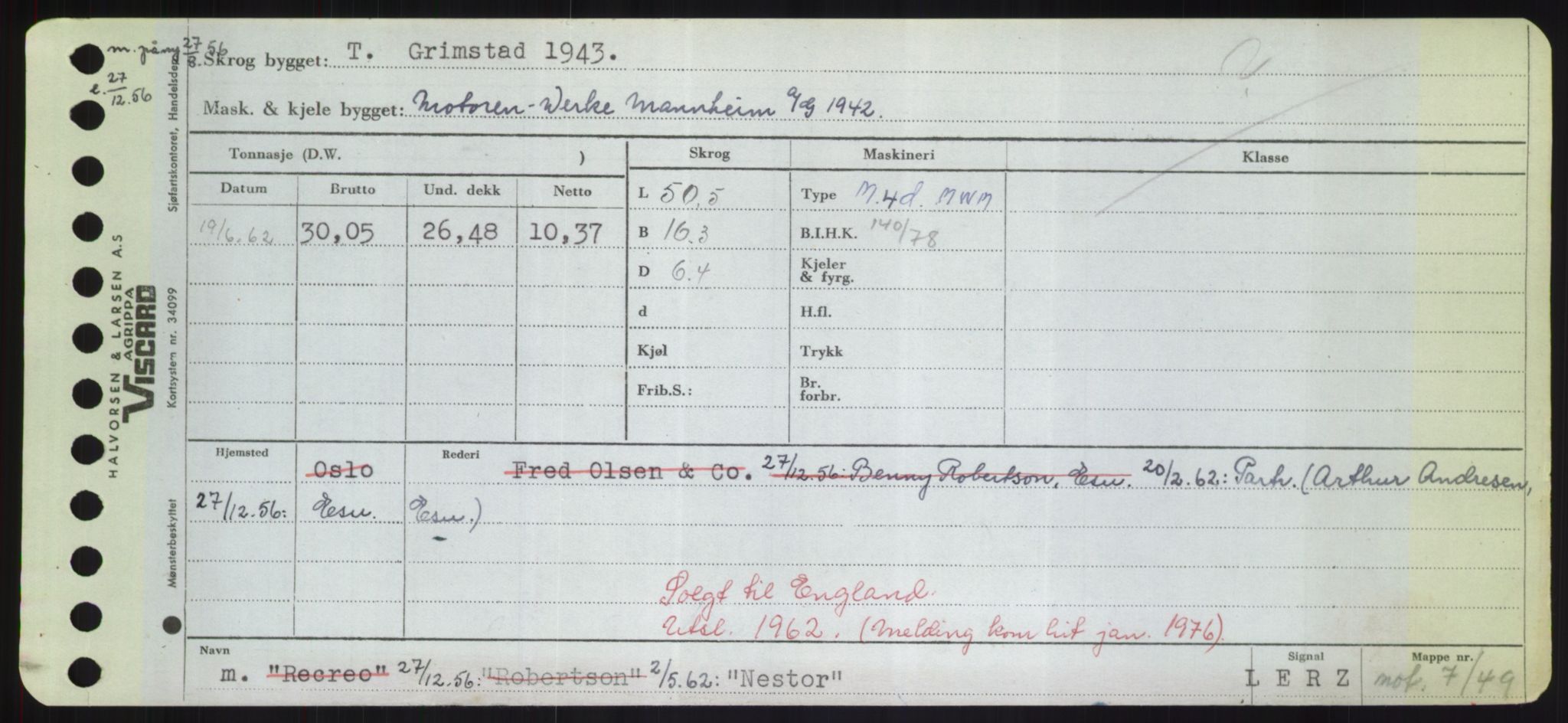 Sjøfartsdirektoratet med forløpere, Skipsmålingen, RA/S-1627/H/Hd/L0026: Fartøy, N-Norhol, s. 157