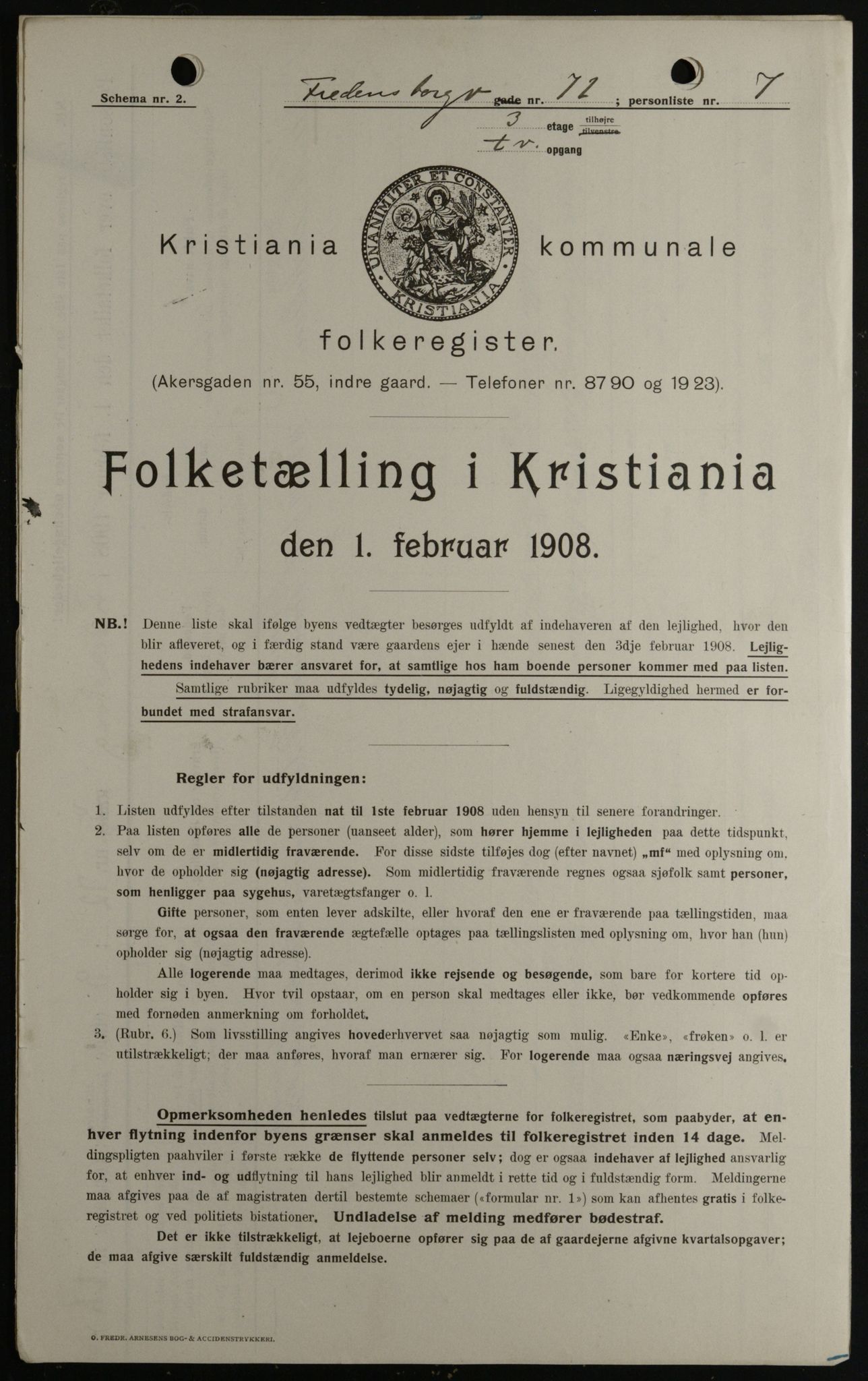 OBA, Kommunal folketelling 1.2.1908 for Kristiania kjøpstad, 1908, s. 23963