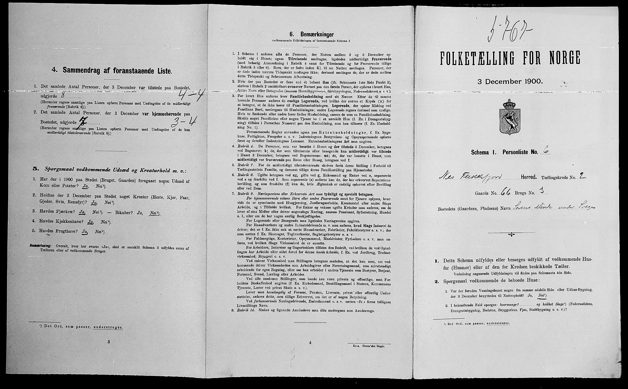 SAK, Folketelling 1900 for 1043 Nes herred, 1900, s. 239