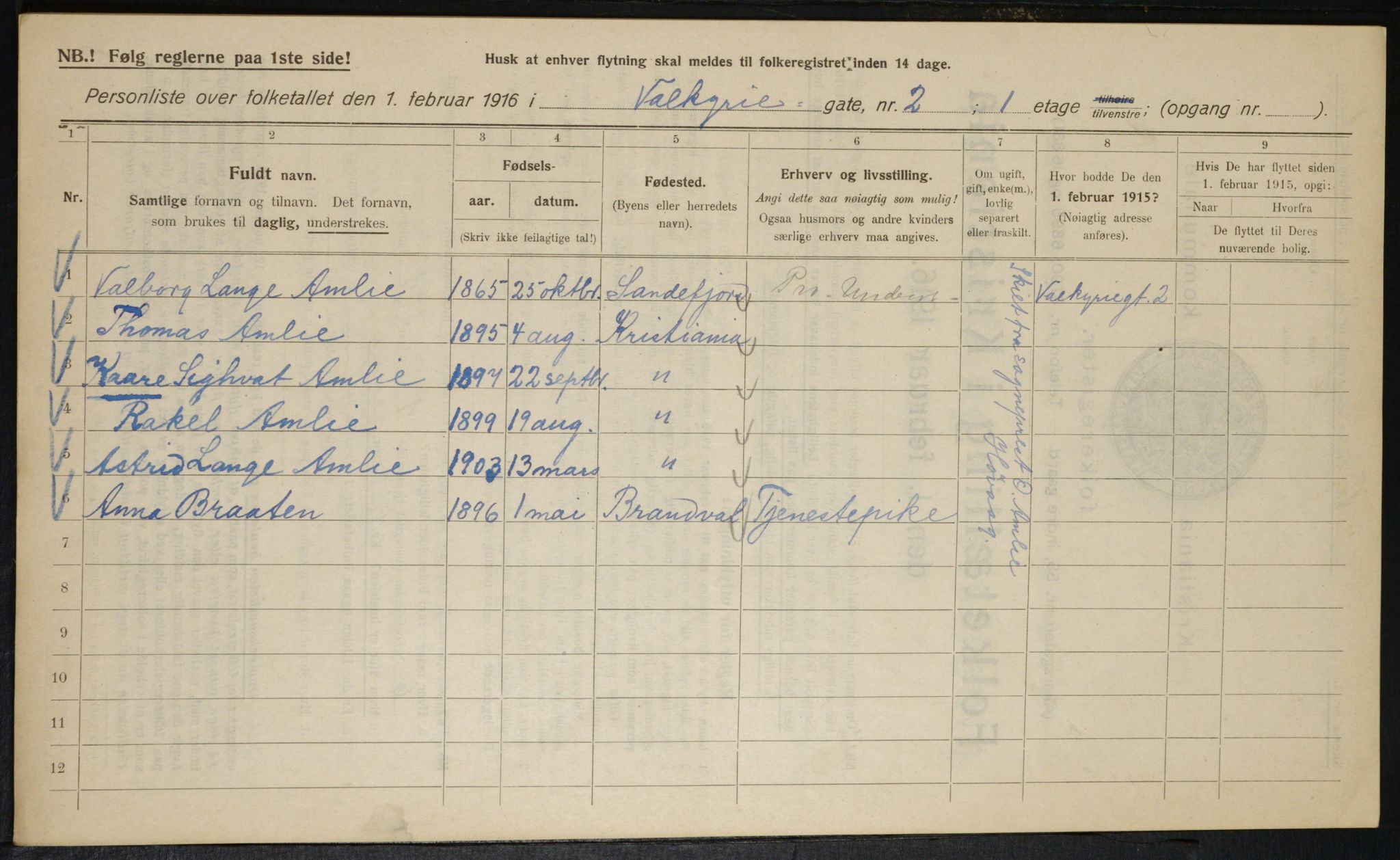 OBA, Kommunal folketelling 1.2.1916 for Kristiania, 1916, s. 125388