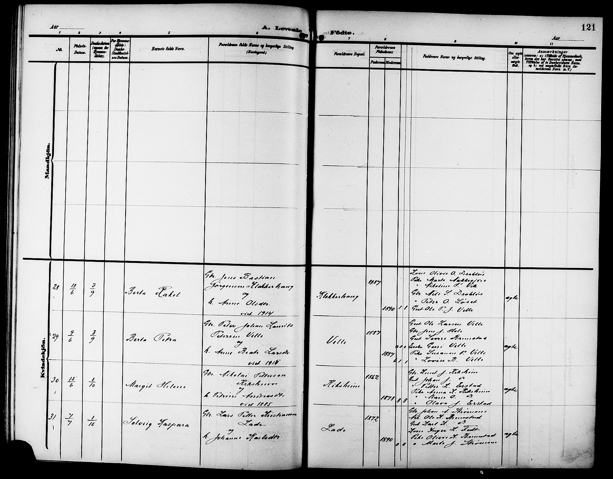 Ministerialprotokoller, klokkerbøker og fødselsregistre - Møre og Romsdal, SAT/A-1454/523/L0341: Klokkerbok nr. 523C04, 1903-1916, s. 121