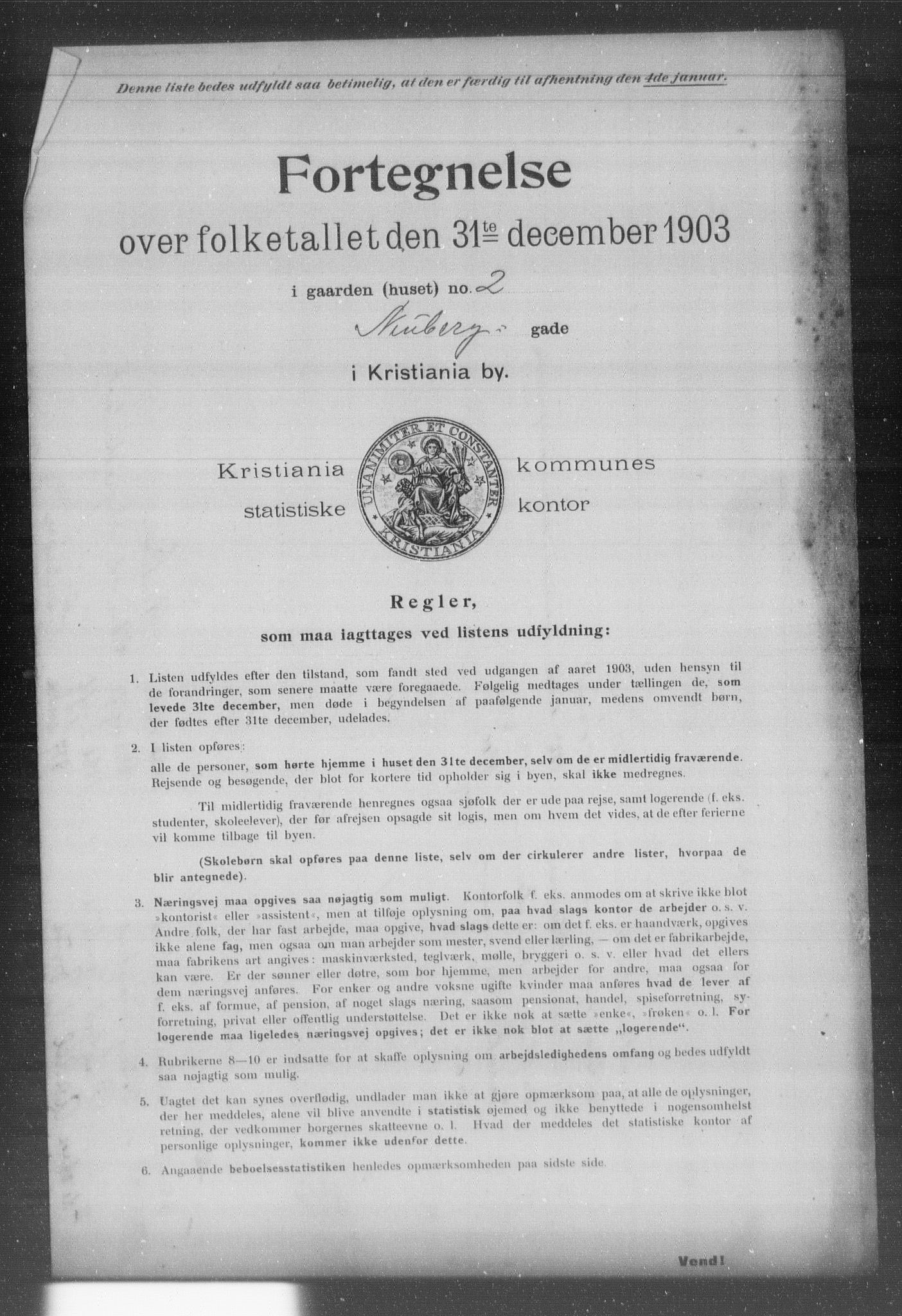 OBA, Kommunal folketelling 31.12.1903 for Kristiania kjøpstad, 1903, s. 13585