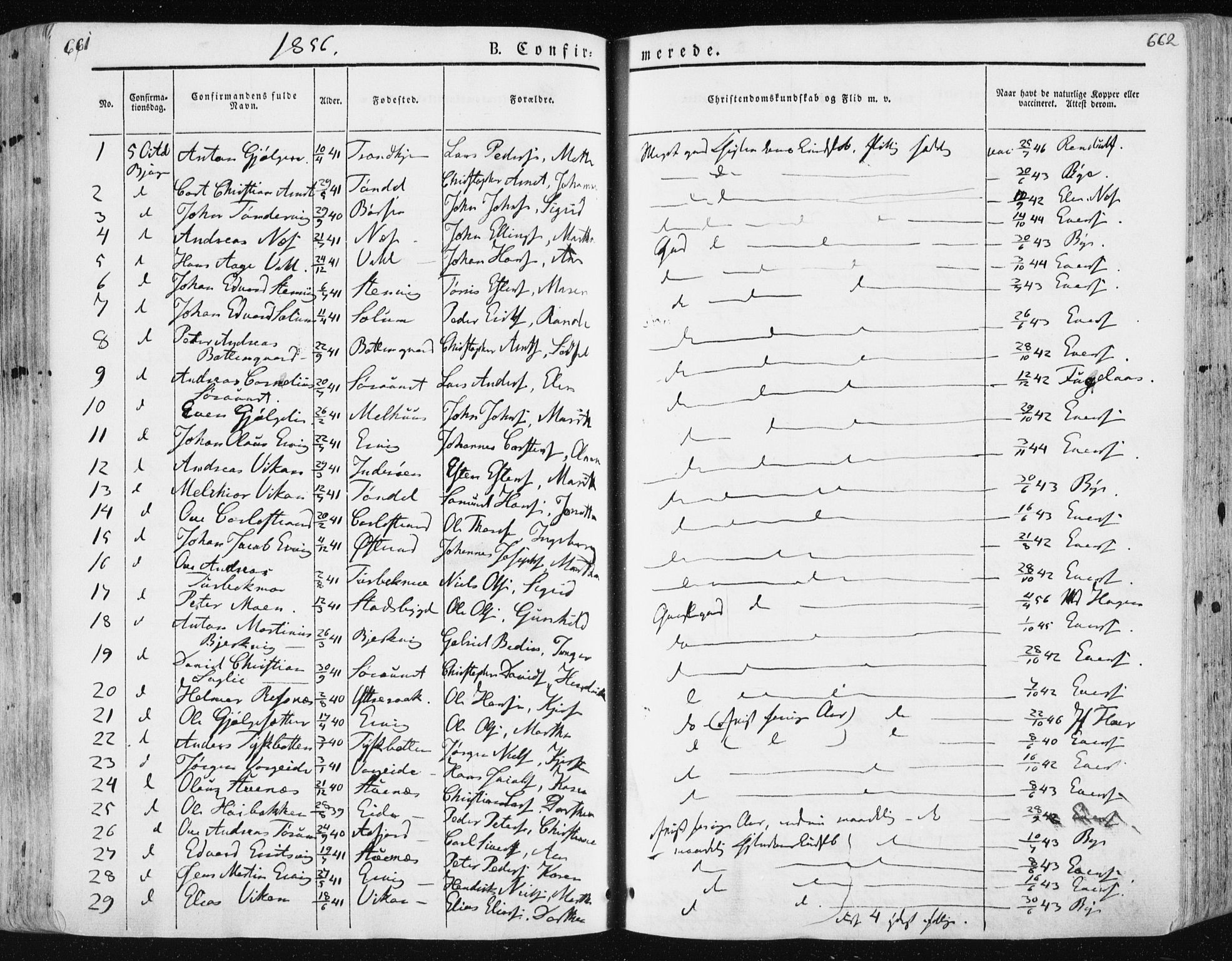 Ministerialprotokoller, klokkerbøker og fødselsregistre - Sør-Trøndelag, AV/SAT-A-1456/659/L0736: Ministerialbok nr. 659A06, 1842-1856, s. 661-662