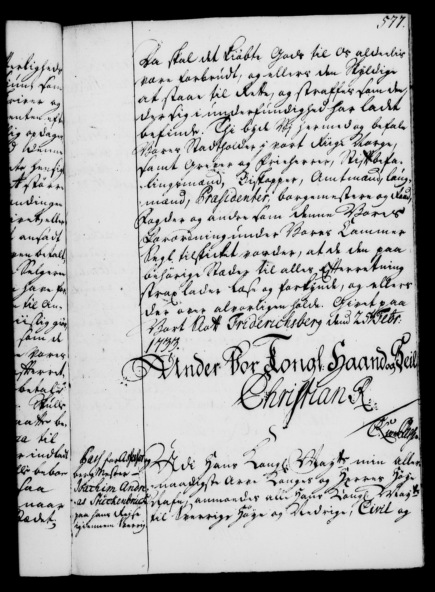 Rentekammeret, Kammerkanselliet, RA/EA-3111/G/Gg/Gga/L0003: Norsk ekspedisjonsprotokoll med register (merket RK 53.3), 1727-1734, s. 577