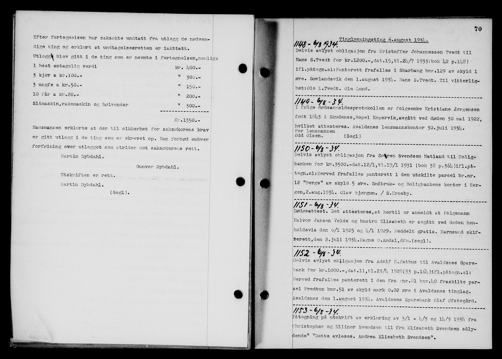 Karmsund sorenskriveri, SAST/A-100311/01/II/IIB/L0063: Pantebok nr. 44, 1934-1935, Tingl.dato: 06.08.1934