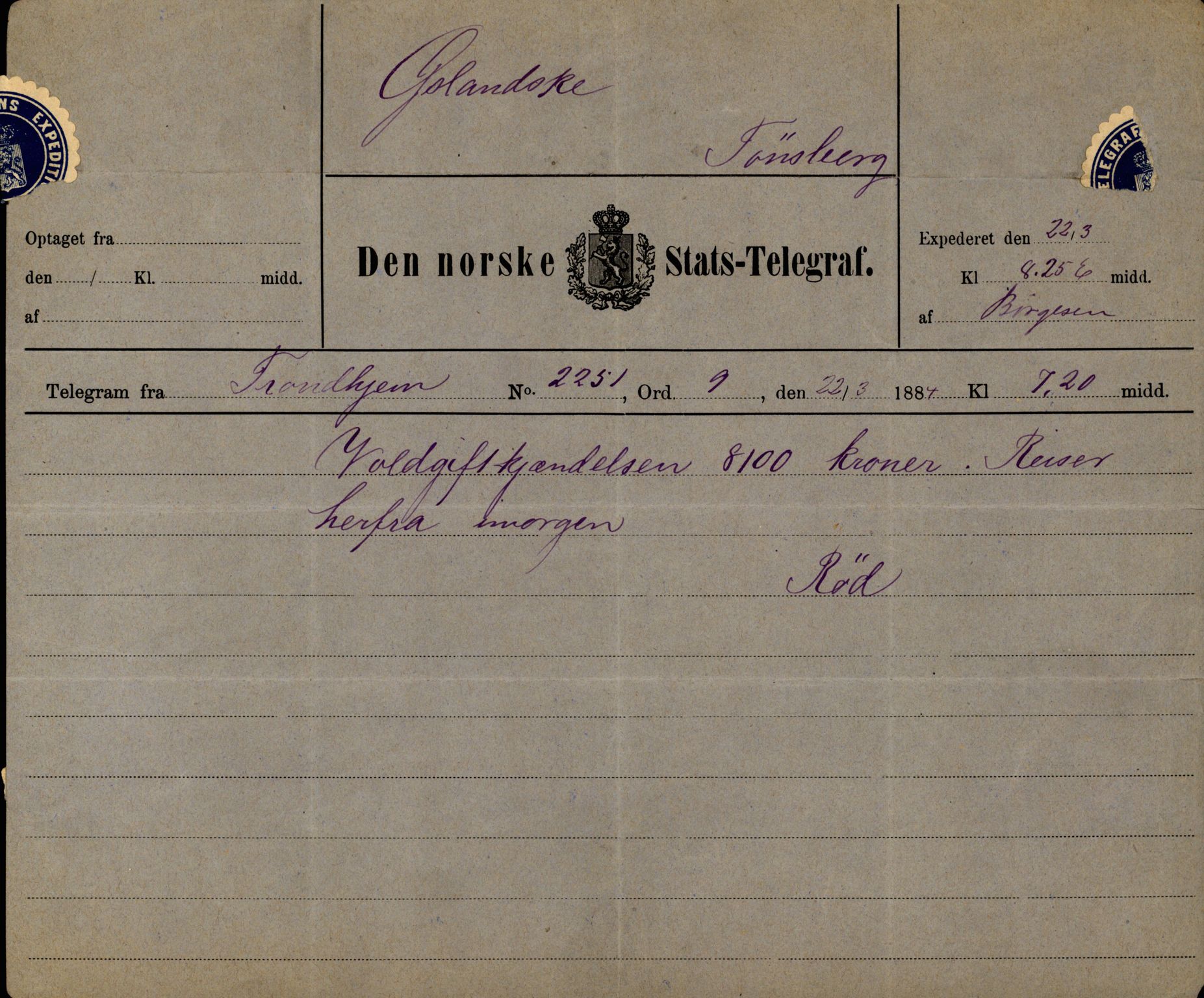 Pa 63 - Østlandske skibsassuranceforening, VEMU/A-1079/G/Ga/L0017/0011: Havaridokumenter / Andover, Amicitia, Bratsberg, Ganger Rolf, 1884, s. 45