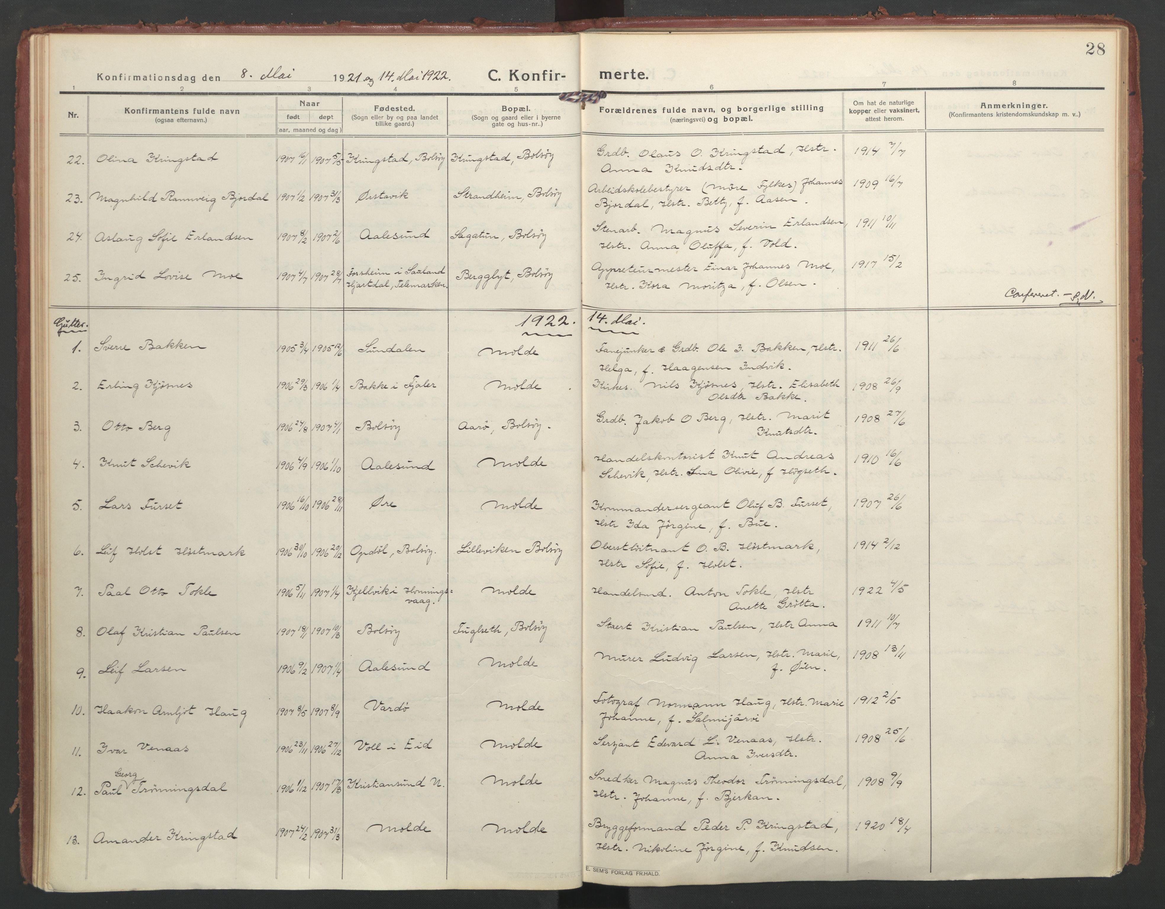 Ministerialprotokoller, klokkerbøker og fødselsregistre - Møre og Romsdal, SAT/A-1454/558/L0695: Ministerialbok nr. 558A09, 1915-1942, s. 28