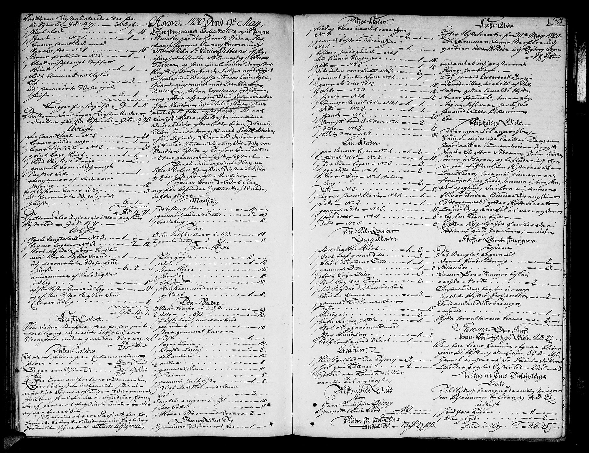 Nedenes sorenskriveri før 1824, SAK/1221-0007/H/Hc/L0012: Skifteprotokoll med register nr 10a, 1727-1730, s. 357b-358a