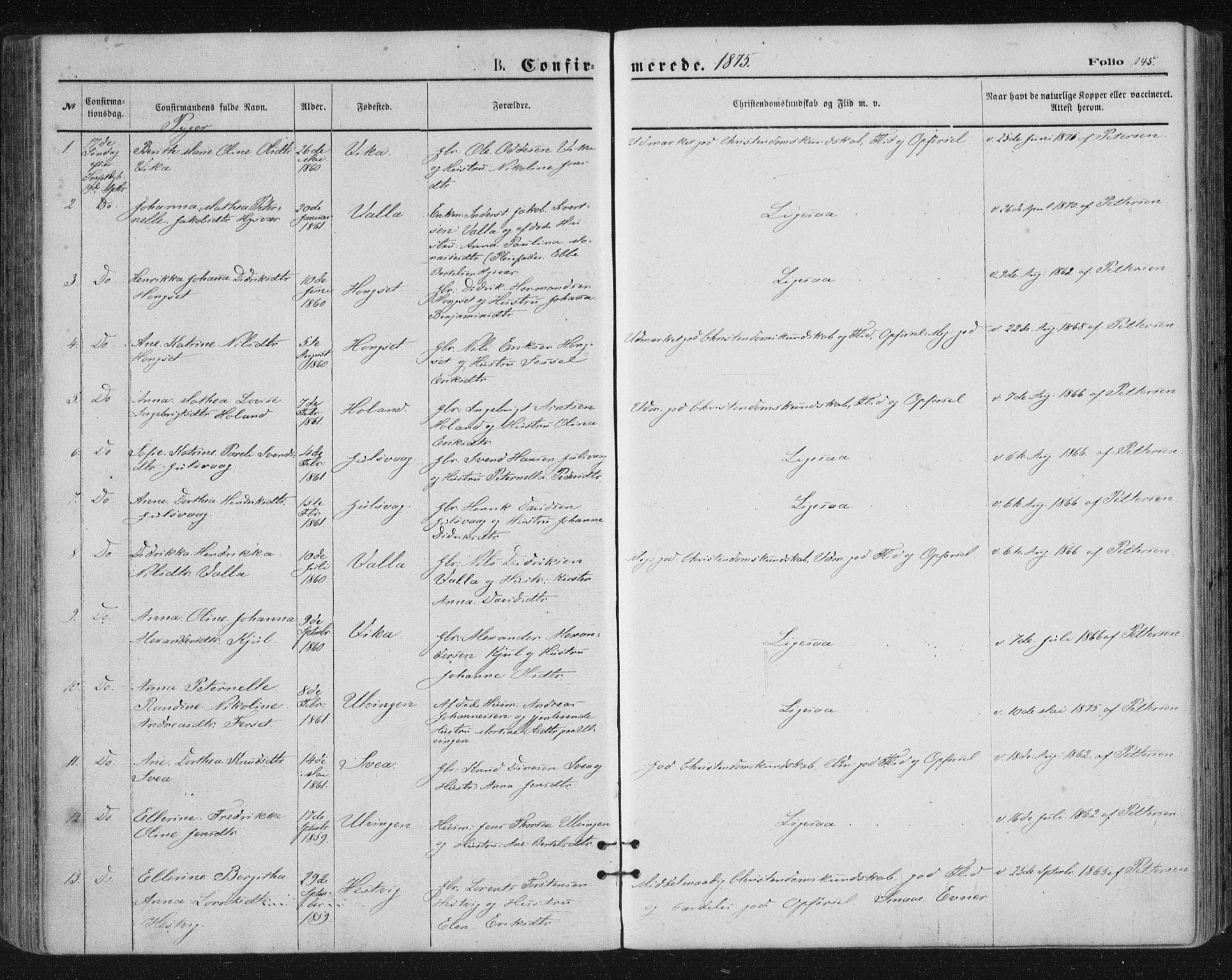 Ministerialprotokoller, klokkerbøker og fødselsregistre - Nordland, SAT/A-1459/816/L0241: Ministerialbok nr. 816A07, 1870-1885, s. 145