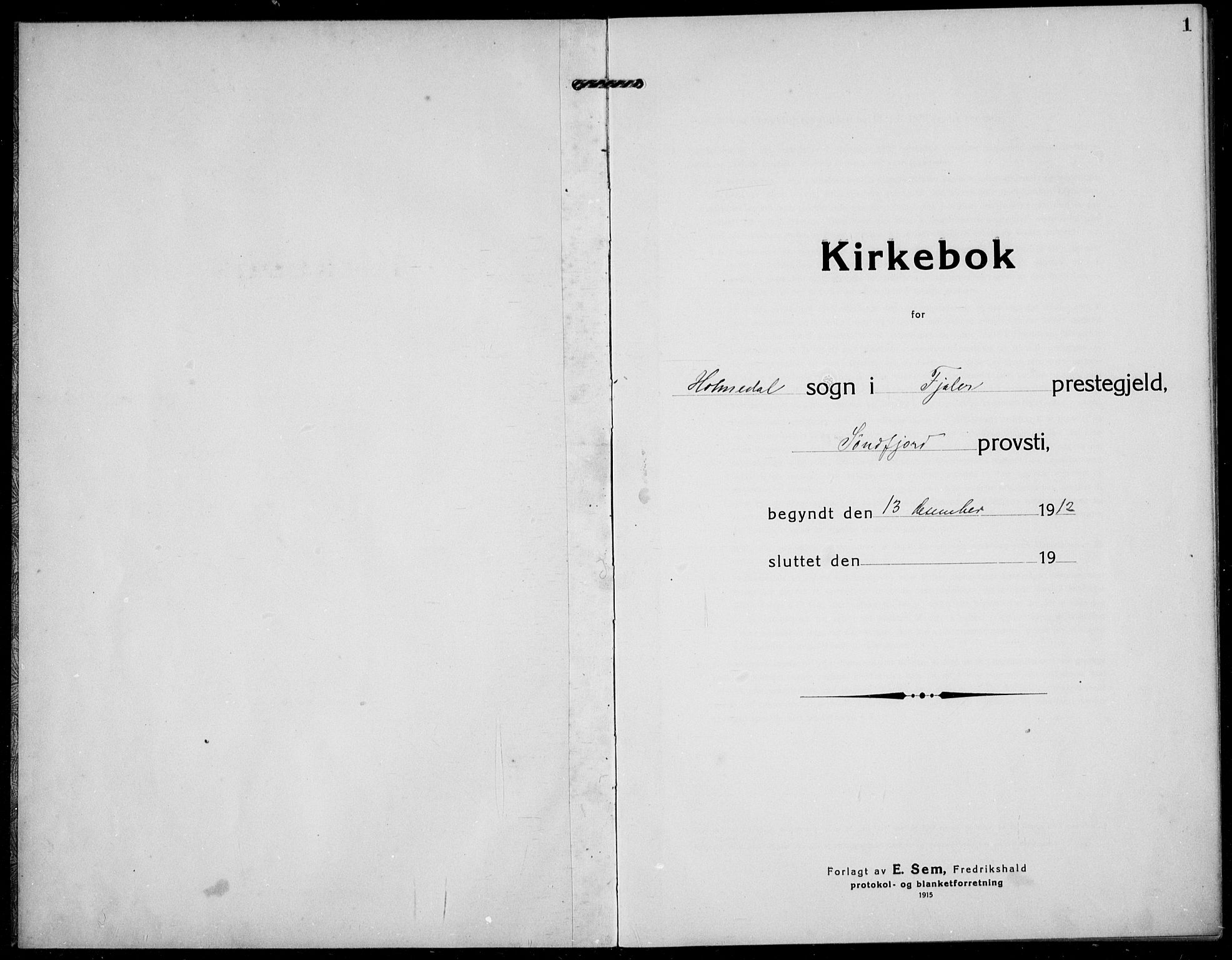 Fjaler sokneprestembete, AV/SAB-A-79801/H/Hab/Habb/L0003: Klokkerbok nr. B 3, 1913-1940, s. 1