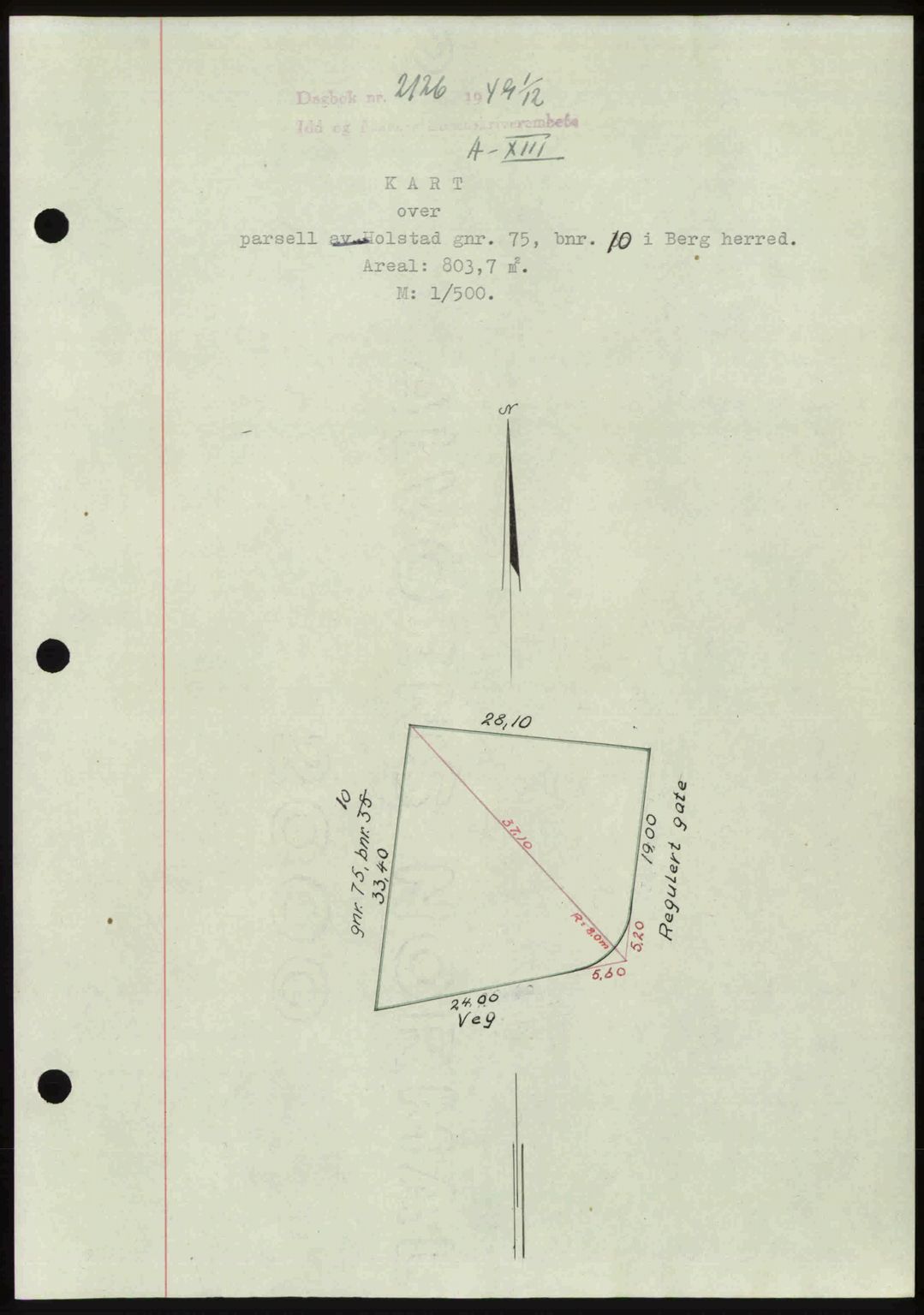 Idd og Marker sorenskriveri, AV/SAO-A-10283/G/Gb/Gbb/L0013: Pantebok nr. A13, 1949-1950, Dagboknr: 2126/1949