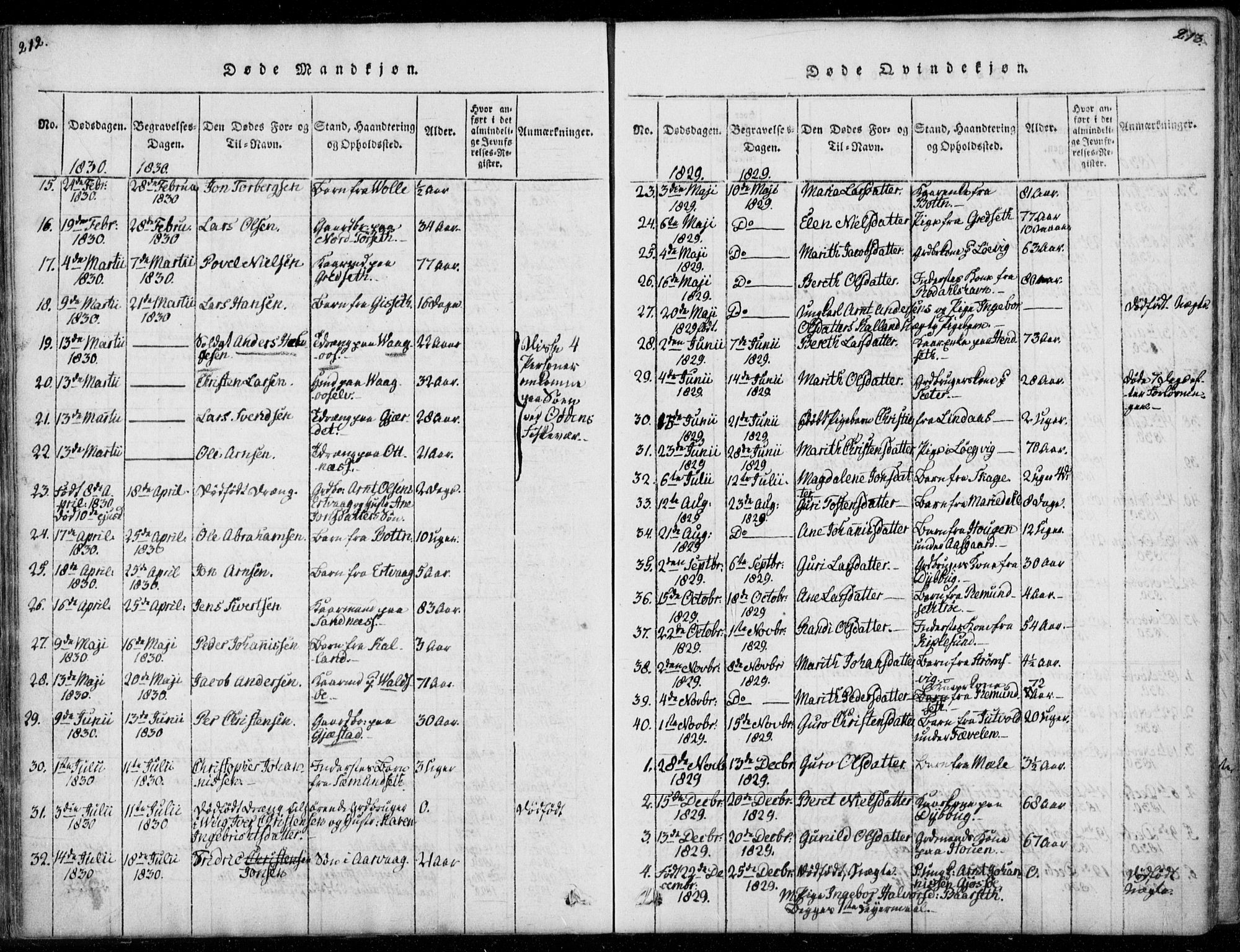 Ministerialprotokoller, klokkerbøker og fødselsregistre - Møre og Romsdal, AV/SAT-A-1454/578/L0903: Ministerialbok nr. 578A02, 1819-1838, s. 212-213