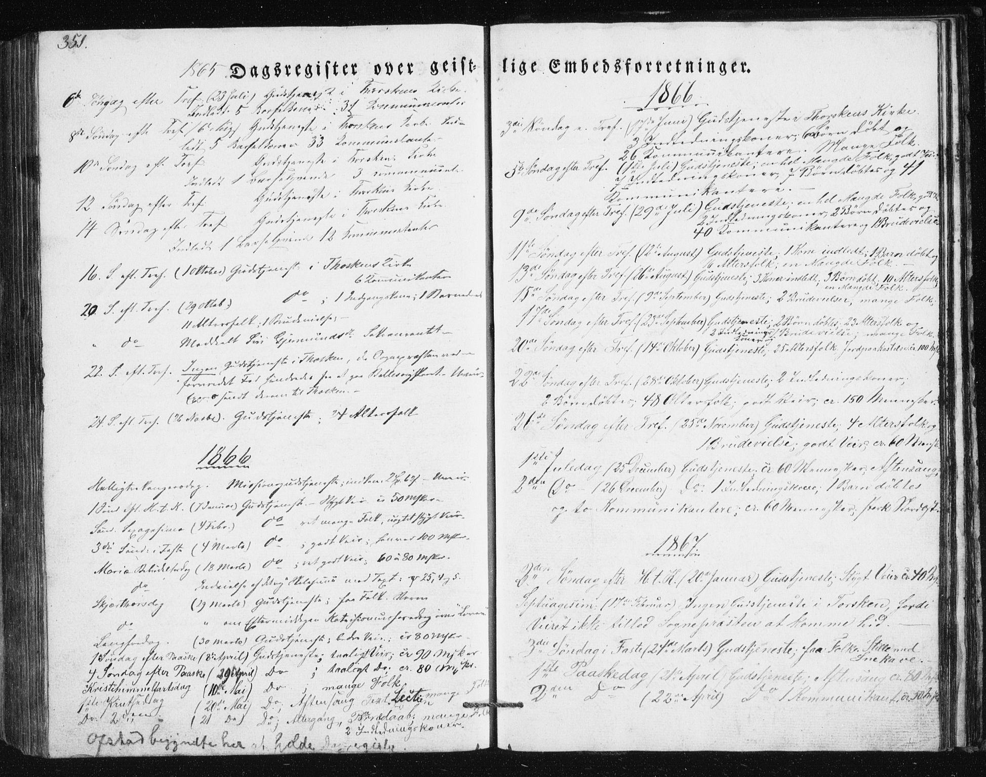 Berg sokneprestkontor, SATØ/S-1318/G/Ga/Gab/L0011klokker: Klokkerbok nr. 11, 1833-1878, s. 351