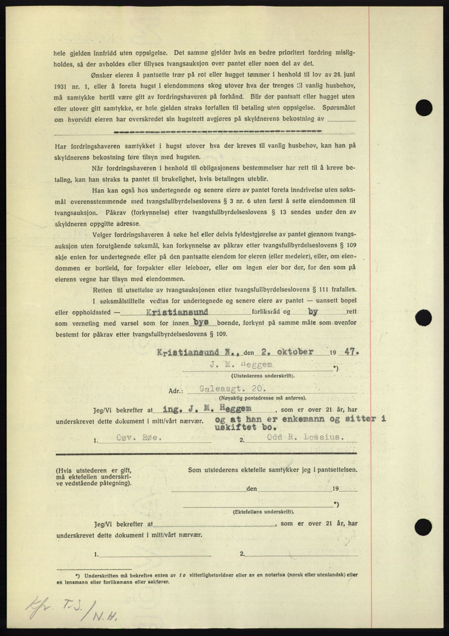 Nordmøre sorenskriveri, AV/SAT-A-4132/1/2/2Ca: Pantebok nr. B97, 1947-1948, Dagboknr: 2430/1947