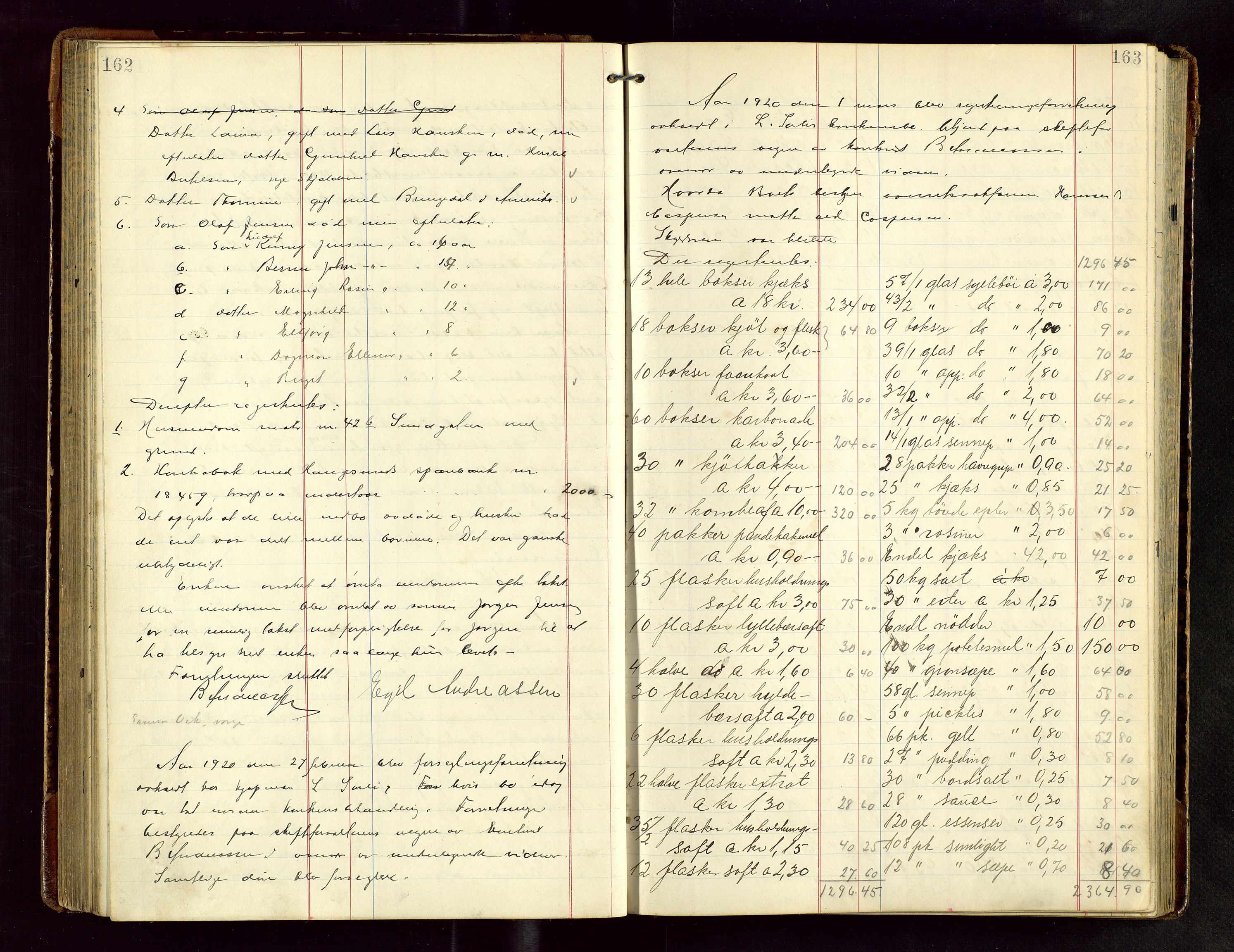 Haugesund tingrett, AV/SAST-A-101415/01/IV/IVB/L0004: Skifteregistreringsprotokoll, med register, 1914-1923, s. 162-163