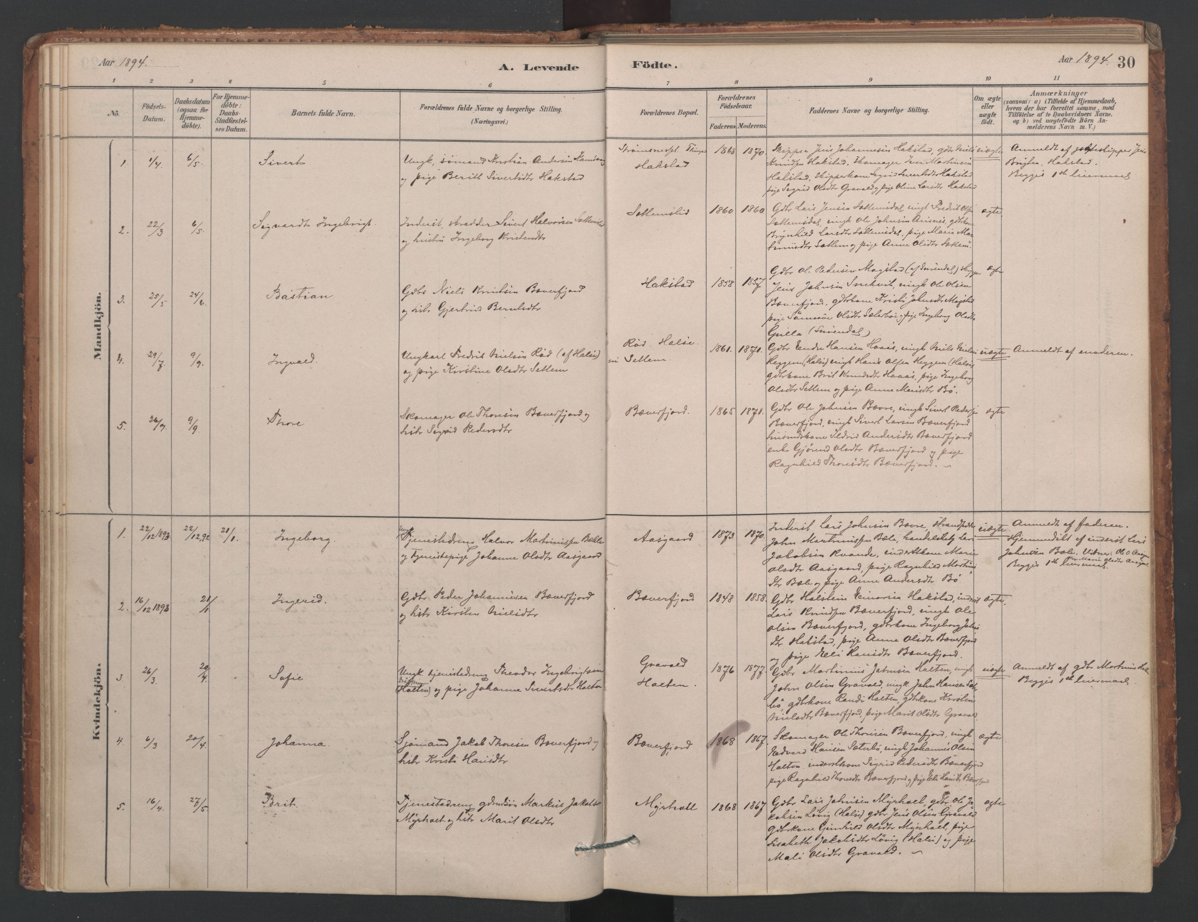 Ministerialprotokoller, klokkerbøker og fødselsregistre - Møre og Romsdal, SAT/A-1454/594/L1036: Ministerialbok nr. 594A02 (?), 1879-1910, s. 30