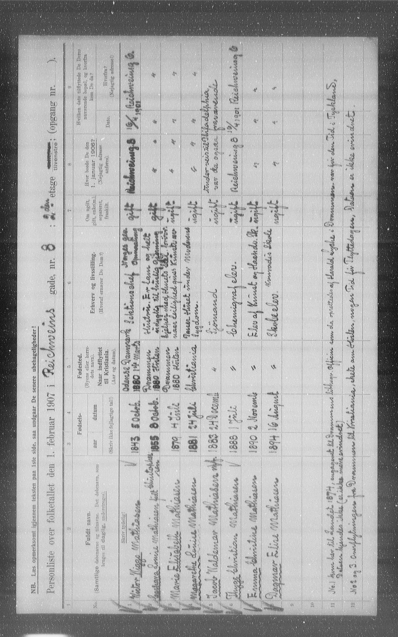 OBA, Kommunal folketelling 1.2.1907 for Kristiania kjøpstad, 1907, s. 42261