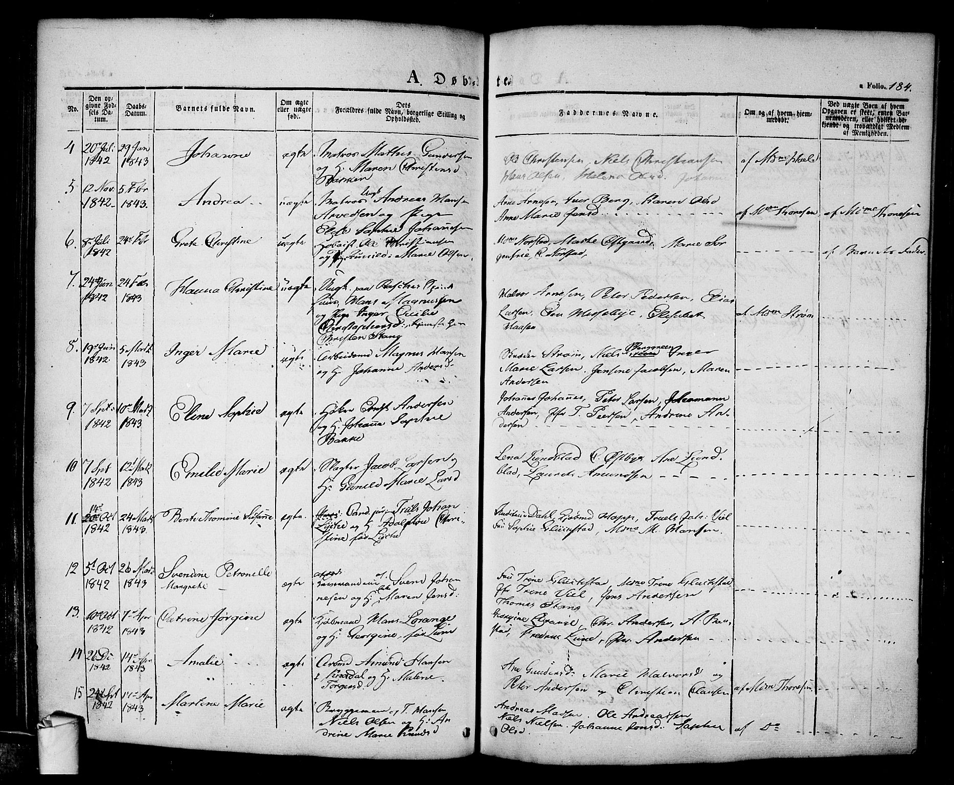 Halden prestekontor Kirkebøker, SAO/A-10909/F/Fa/L0005: Ministerialbok nr. I 5, 1834-1845, s. 184