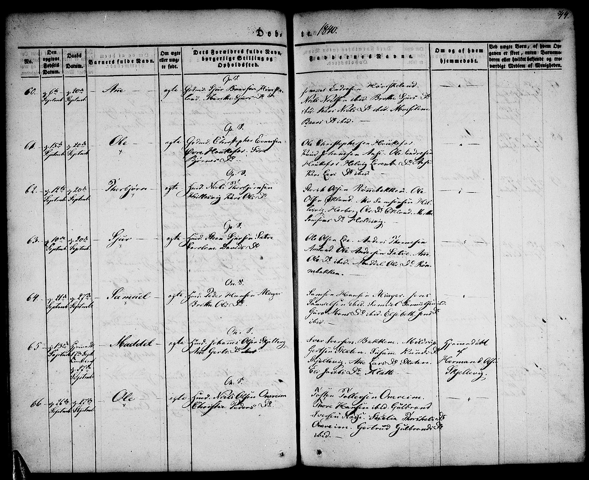 Tysnes sokneprestembete, AV/SAB-A-78601/H/Haa: Ministerialbok nr. A 9, 1837-1848, s. 44