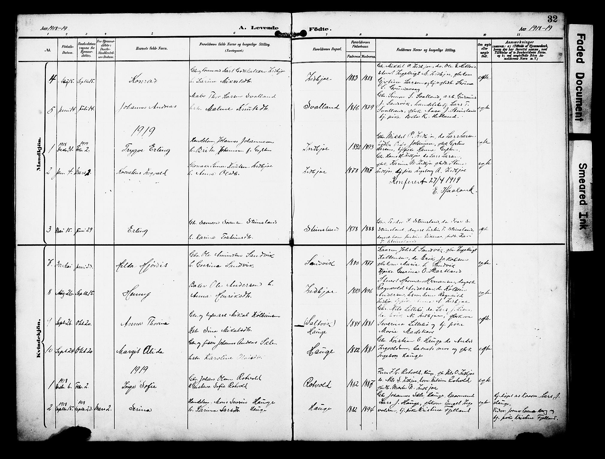 Ølen Sokneprestembete, AV/SAB-A-79201/H/Hab: Klokkerbok nr. B 1, 1895-1930, s. 32