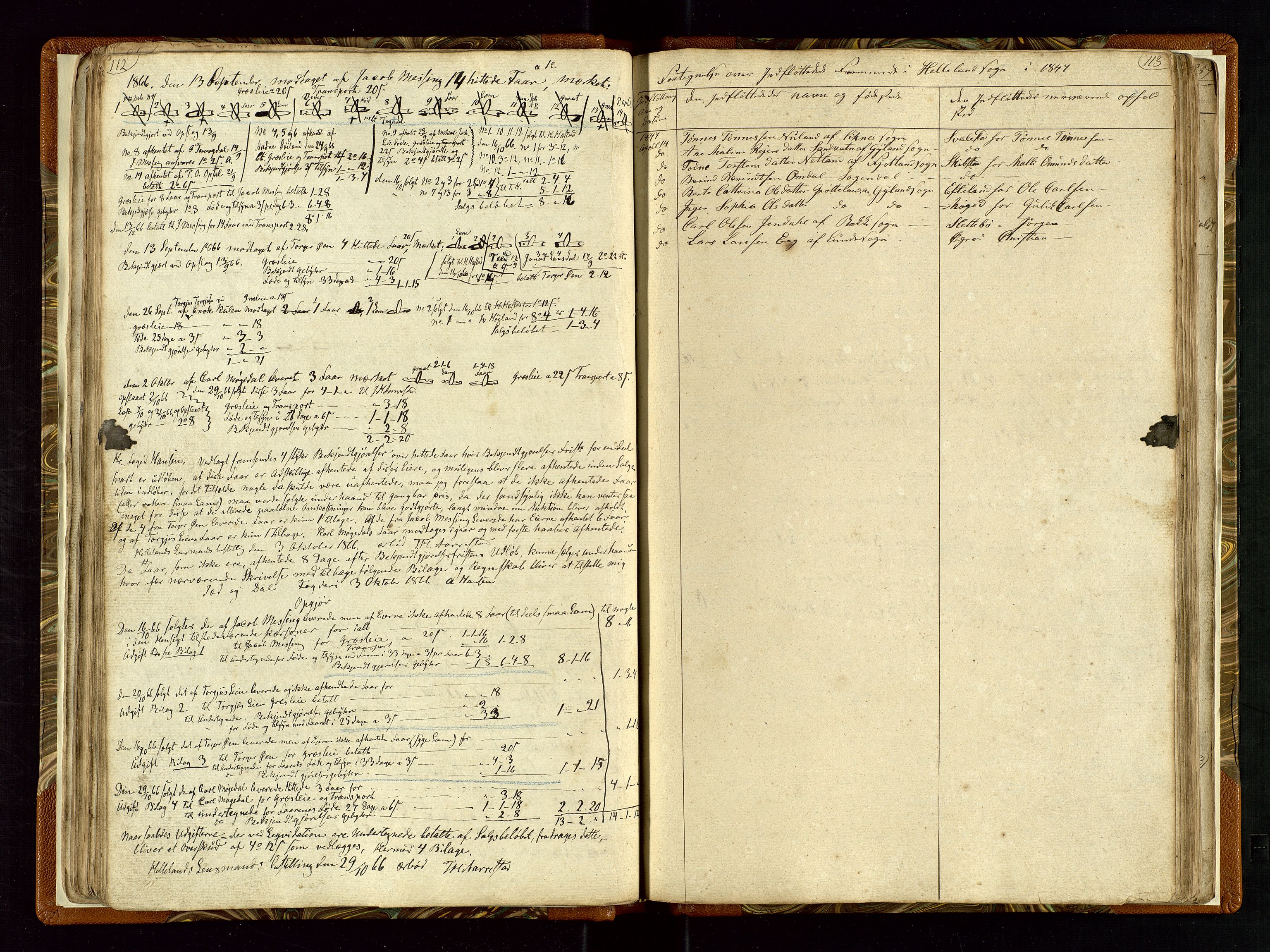 Helleland lensmannskontor, AV/SAST-A-100209/Ya/L0003: Diverseprotokoll, 1842-1960, s. 112-113