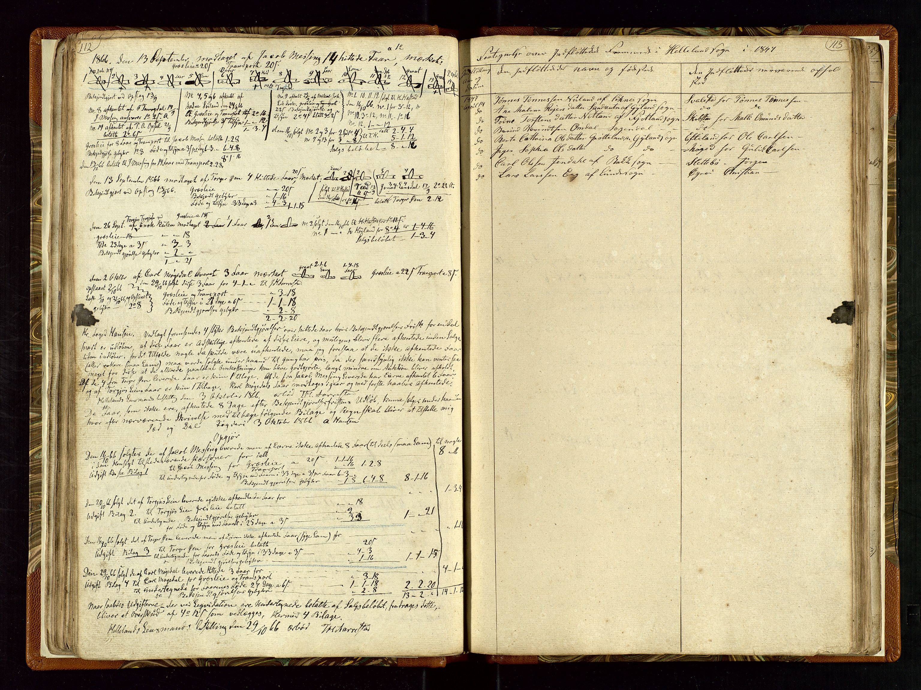 Helleland lensmannskontor, SAST/A-100209/Ya/L0003: Diverseprotokoll, 1842-1960, s. 112-113