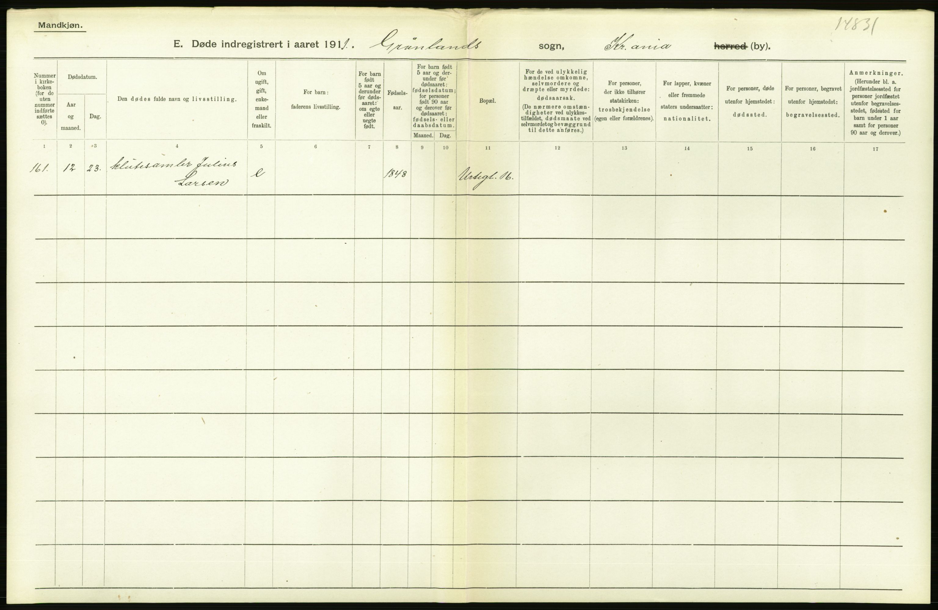 Statistisk sentralbyrå, Sosiodemografiske emner, Befolkning, AV/RA-S-2228/D/Df/Dfb/Dfba/L0009: Kristiania: Døde menn, 1911, s. 388