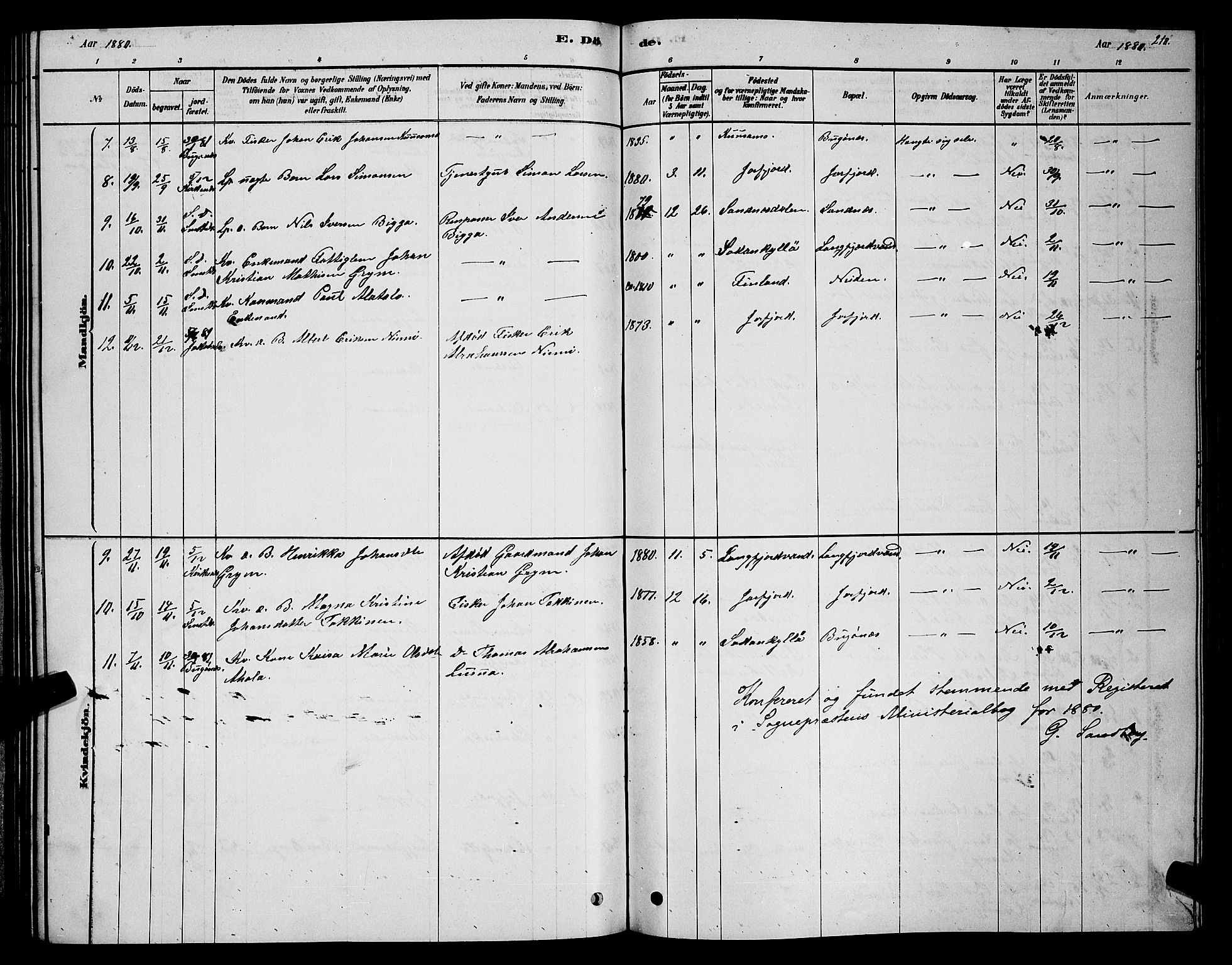 Sør-Varanger sokneprestkontor, AV/SATØ-S-1331/H/Hb/L0003klokker: Klokkerbok nr. 3, 1878-1891, s. 210